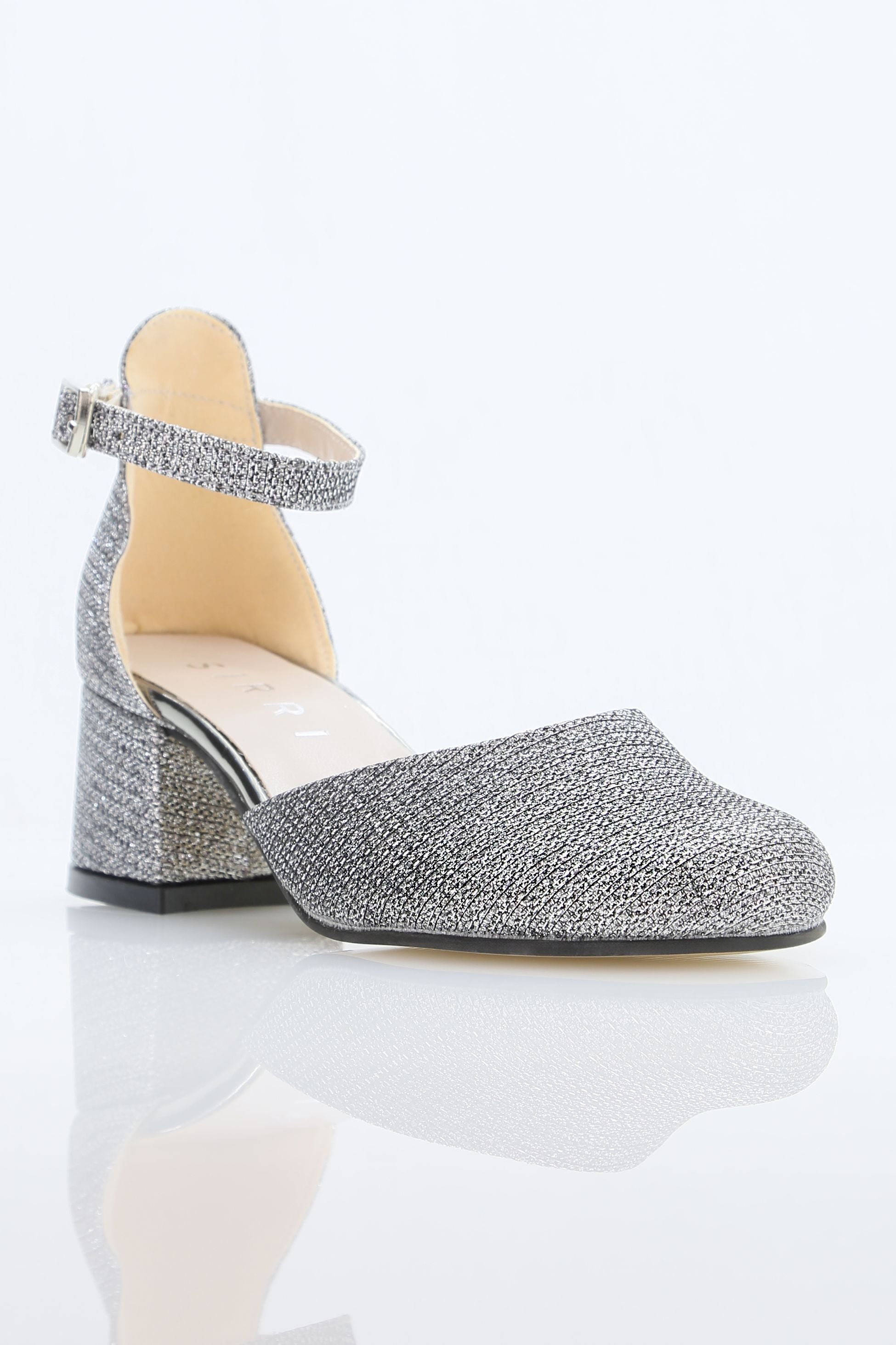 Girls' Ankle Strap White Block Heel Shoes – ELISE - Platinum