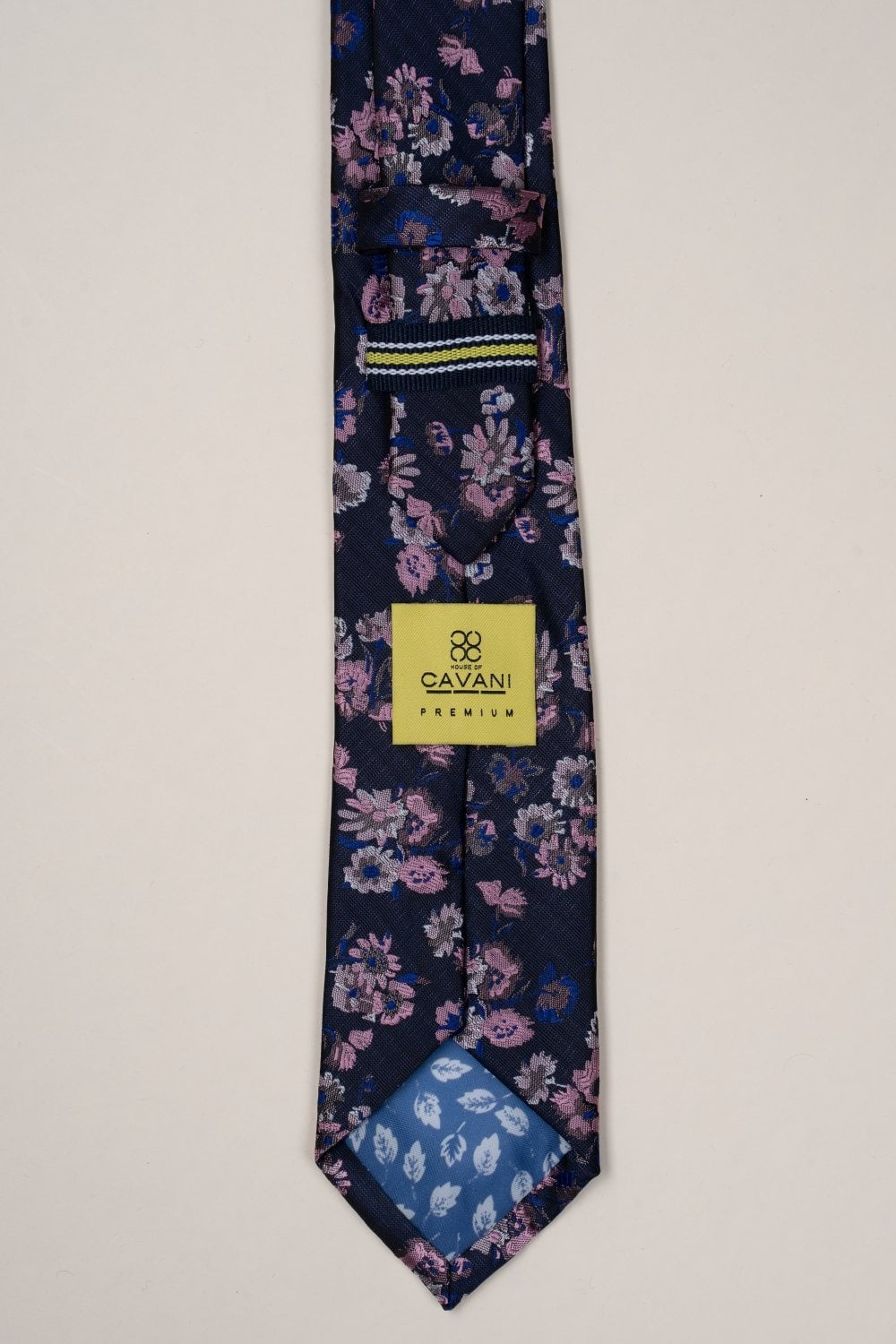 Men's Floral Patterned Tie - Navy and Pink