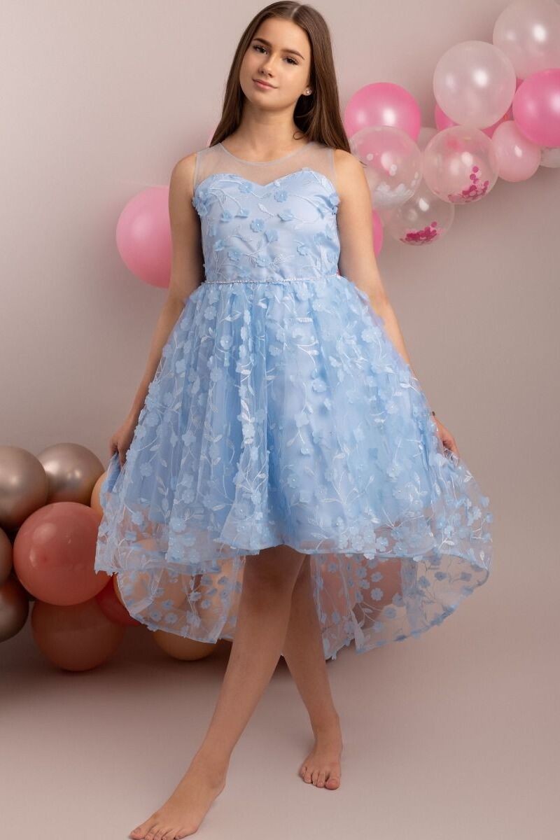 Floral Dress for Girls - COURTNEY - Baby Blue