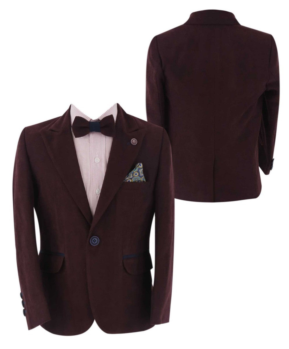 Boys Slim Fit Formal Suit Set - ARCHIE - Burgundy