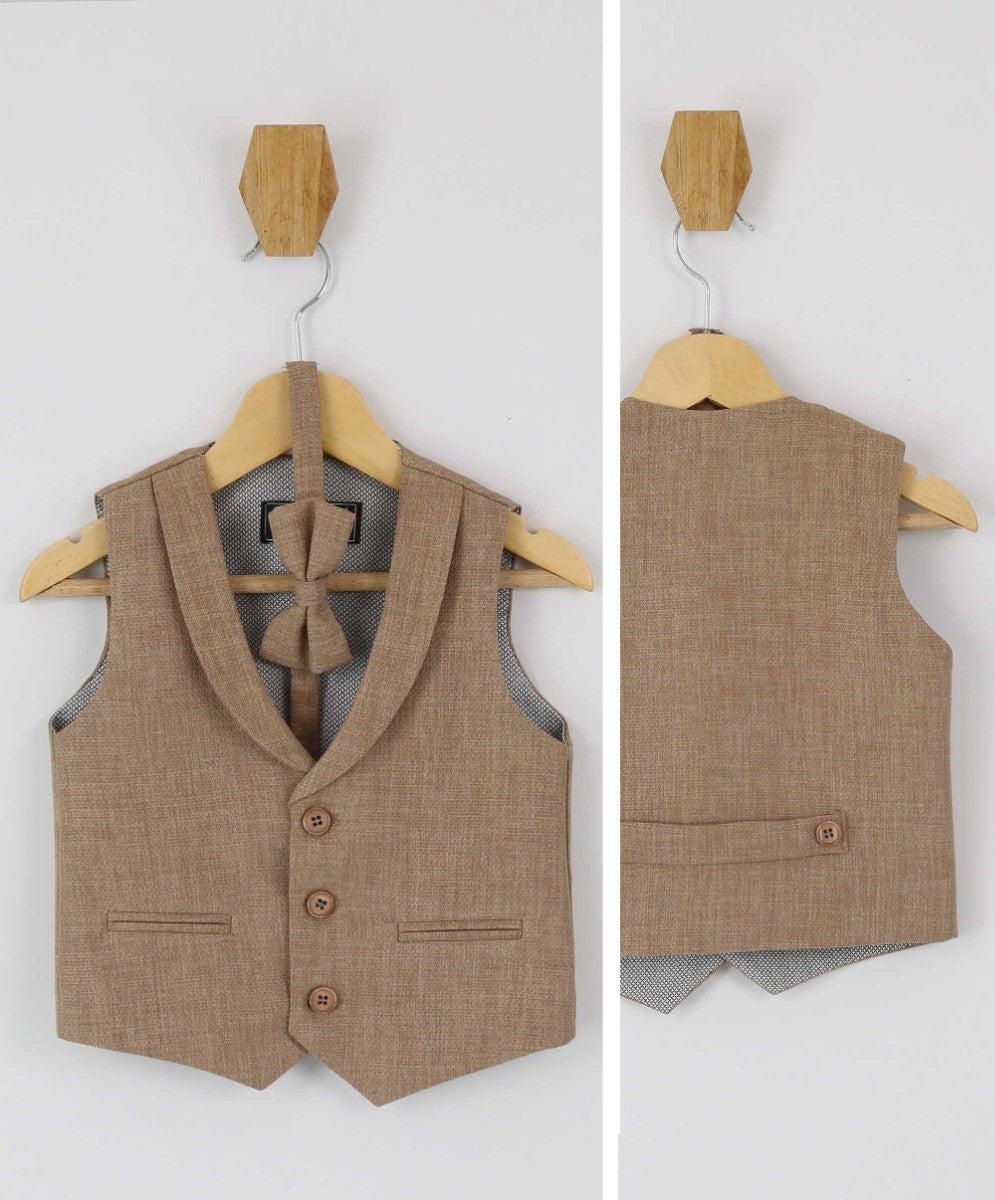 Boys Single-Breasted Waistcoat Set - POLPERRO - Beige