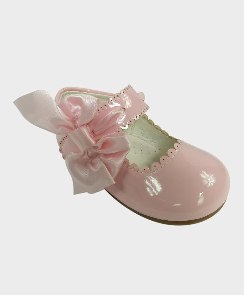 Girls Scalloped Edge Patent Flat Mary jane Shoes - Pink