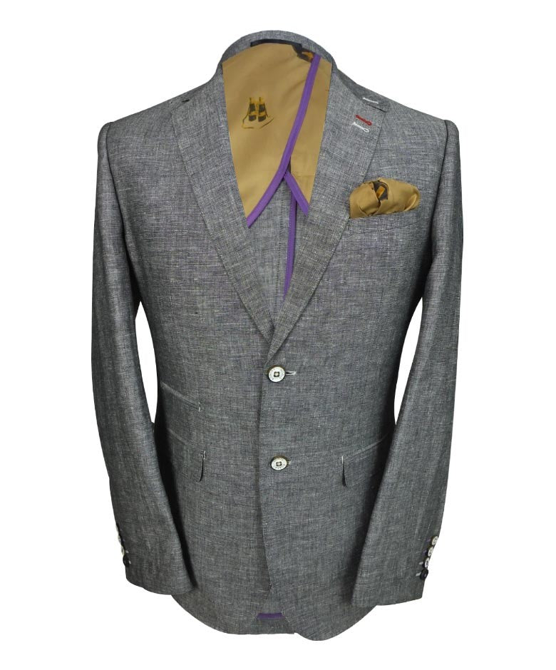 Men's Slim Fit Linen Suit - ETHAN Style - Charcoal Black