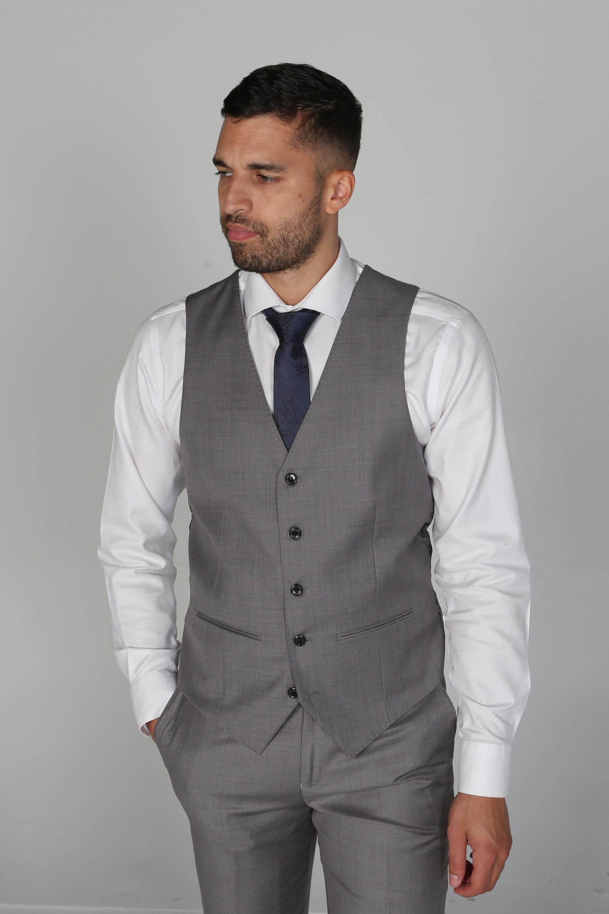 Men's Tailored Fit Formal Waistcoat  - CHARLES - Light Grey