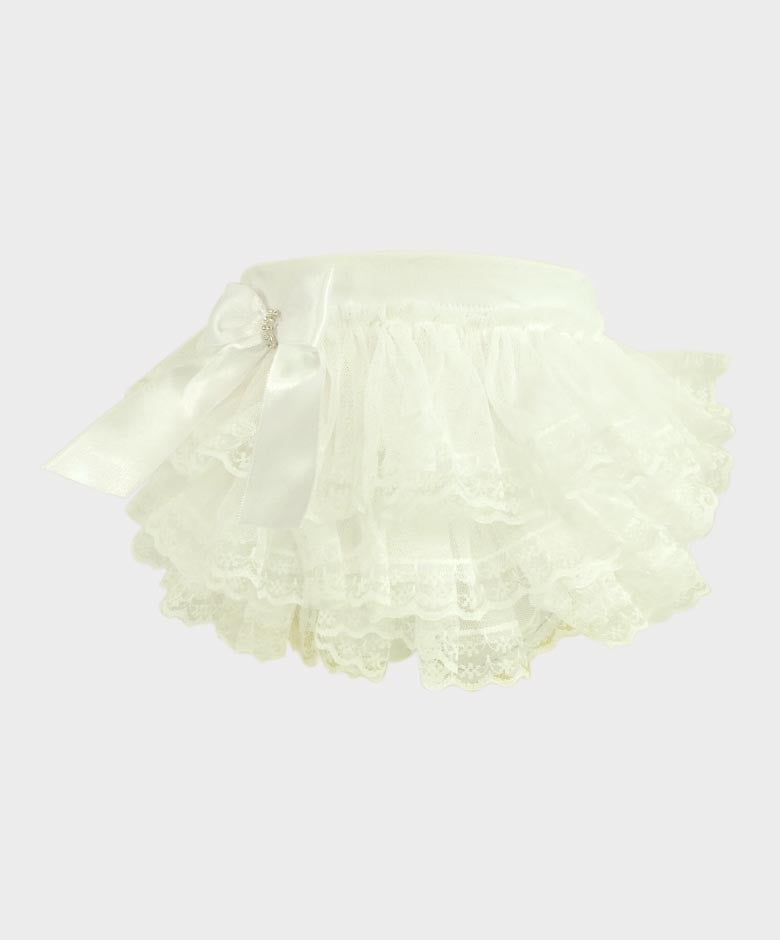 Baby Girls Ruffled Lace  bloomers - White