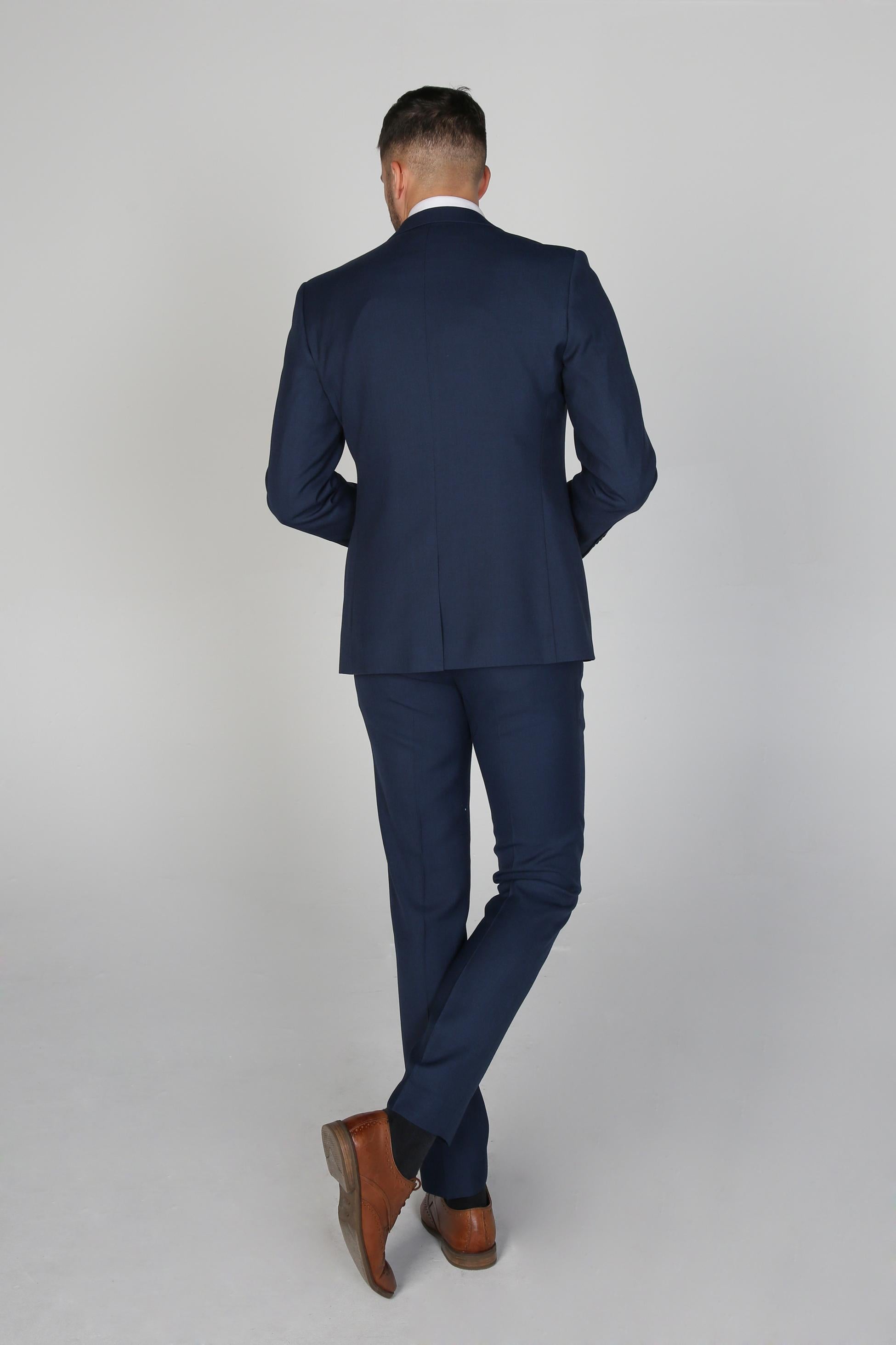 Men's Tailored Fit Formal Suit - CALVIN Navy - Navy Blue