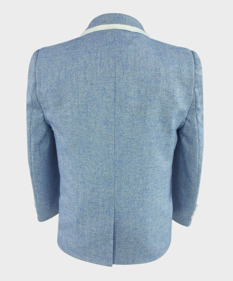 Boys Communion Piping Slim Fit Suit - Sky Blue