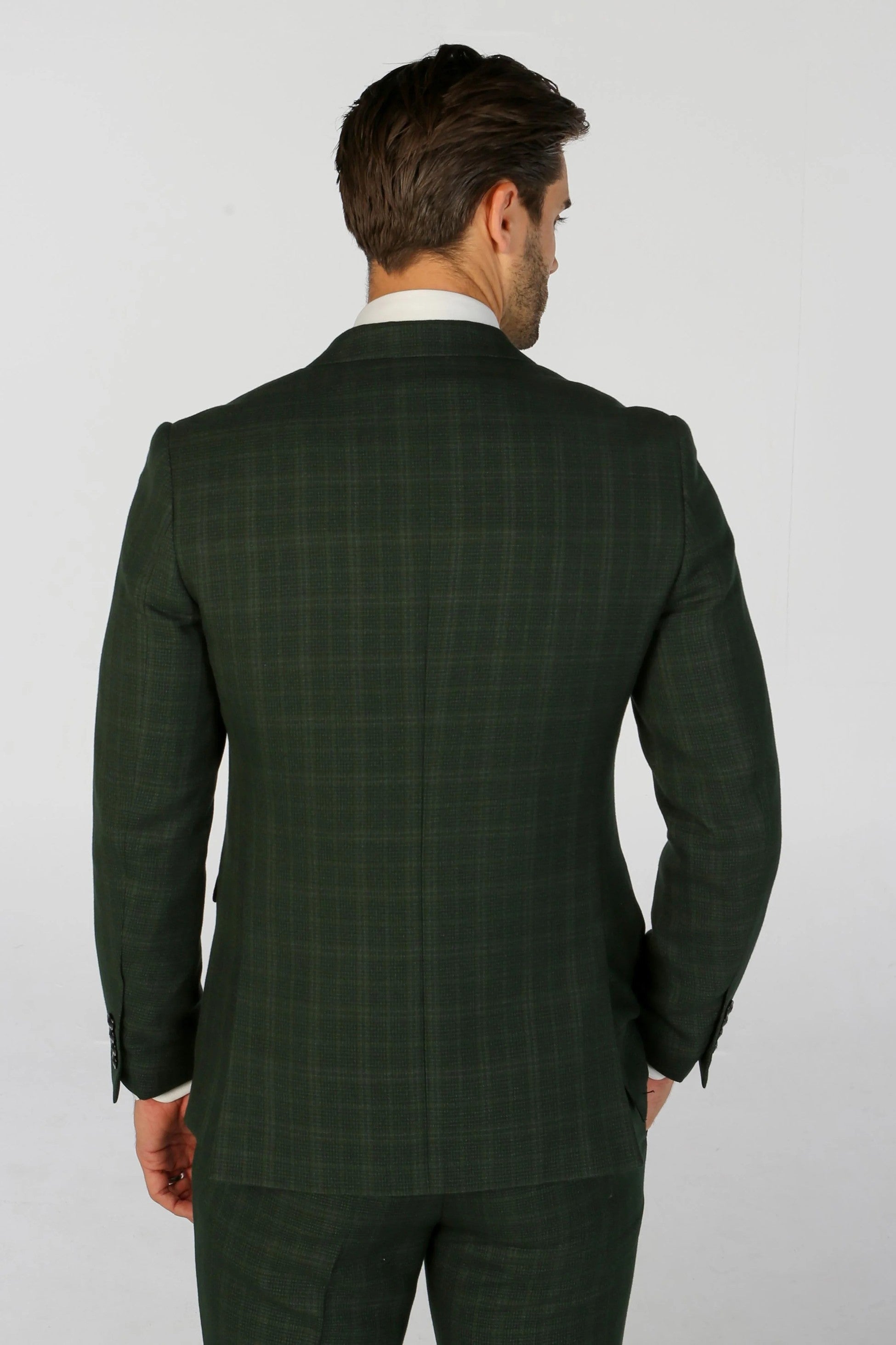 Men’s Tailored Fit Check Suit – LEO - Green