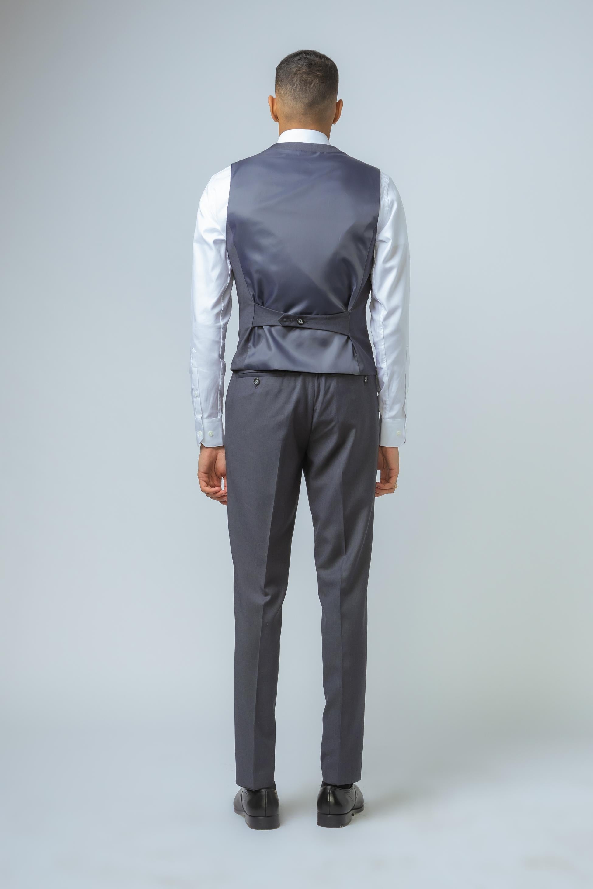 Men's Double-breasted Grey Waistcoat - DYLAN - Grey