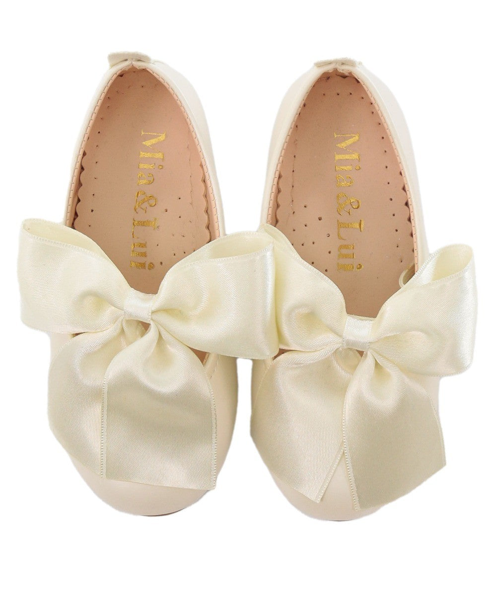 Girls Patent Flat Mary Jane Shoes - ELENA - Pearl Ivory