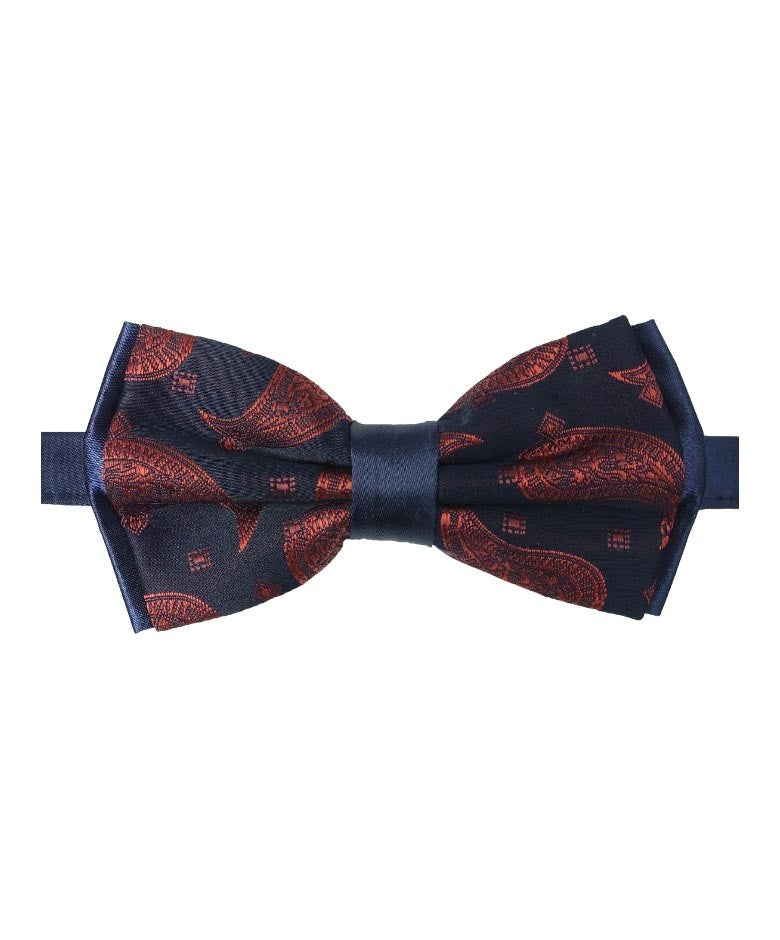 Boys & Men's Paisley Bow Tie and Hanky Set - Navy Blue