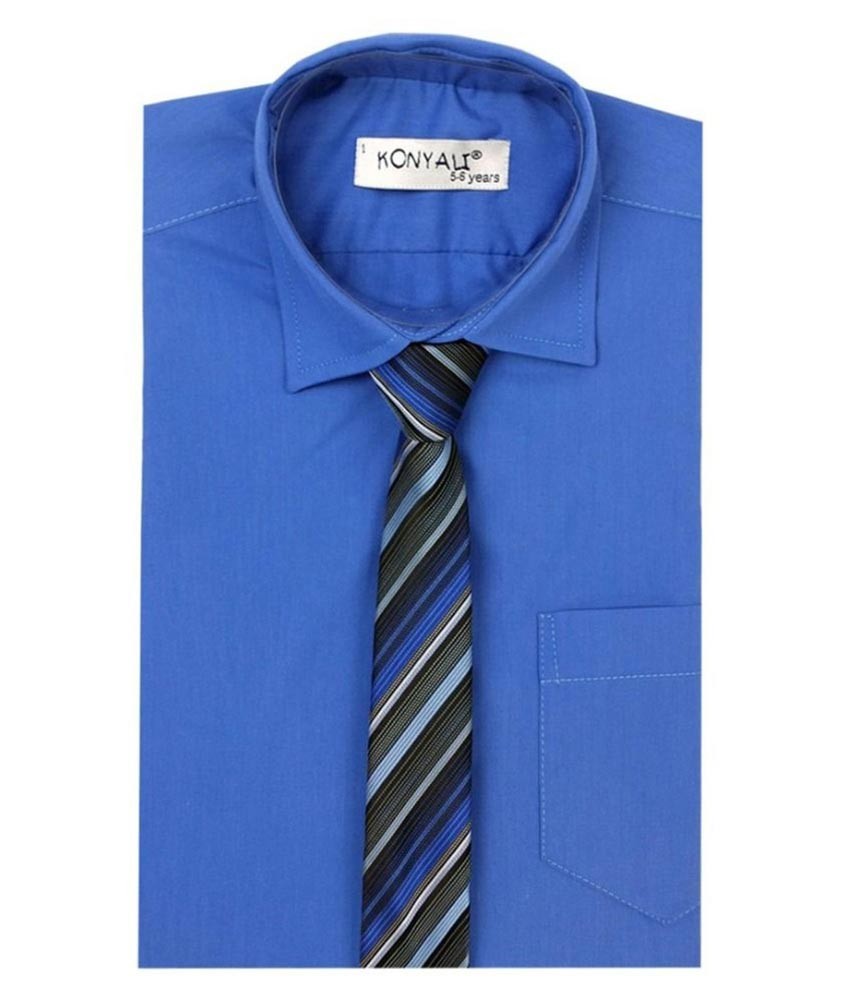 Boys Classic Collar Shirt & Tie Set - Blue