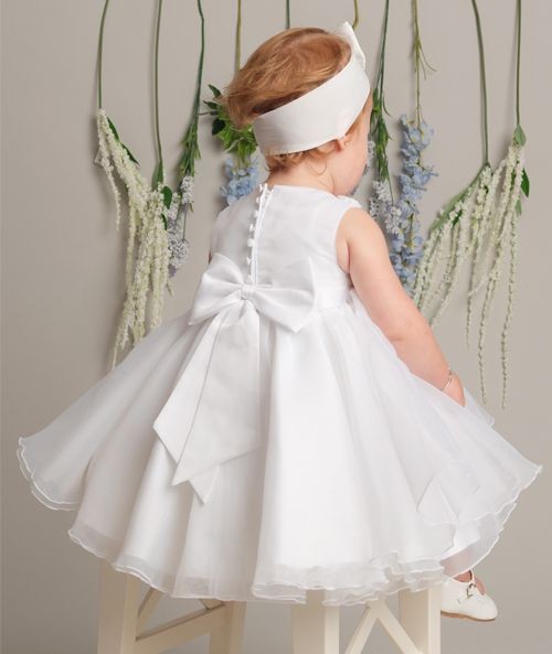 Baby Girls Tulle Dress With Floral Applique - ELISE - White