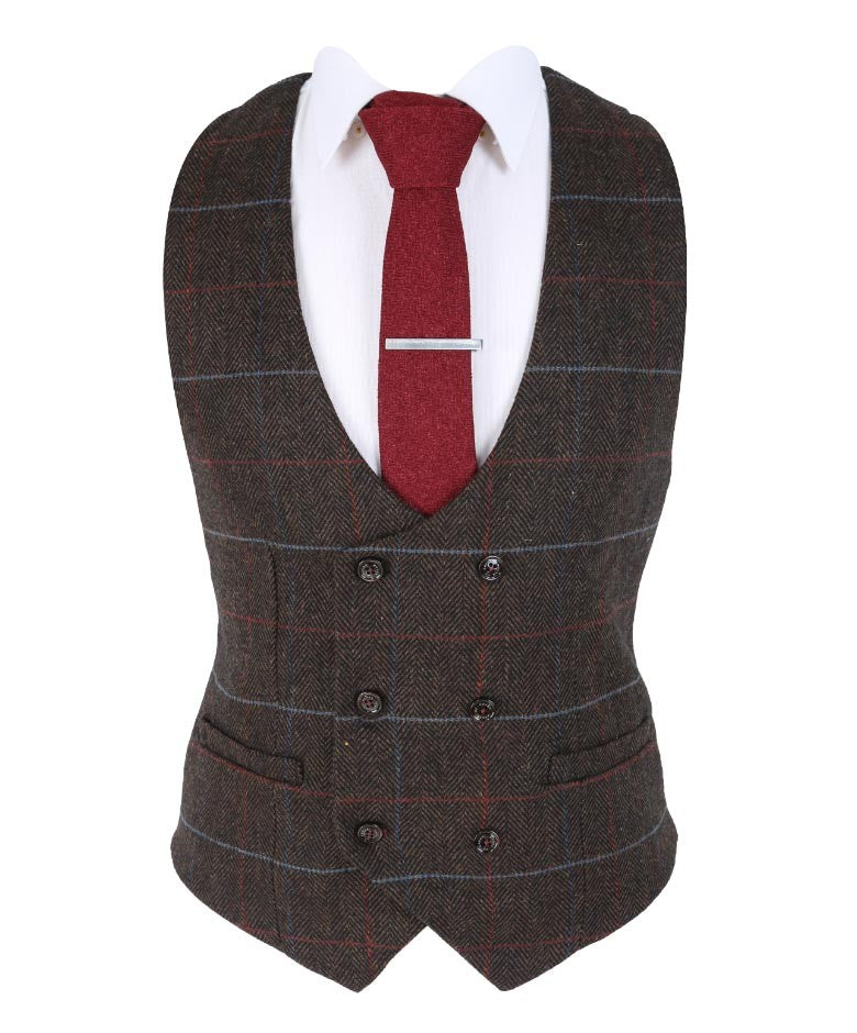 Men's Retro Check Slim Fit Suit - TOMMY Brown - Brown