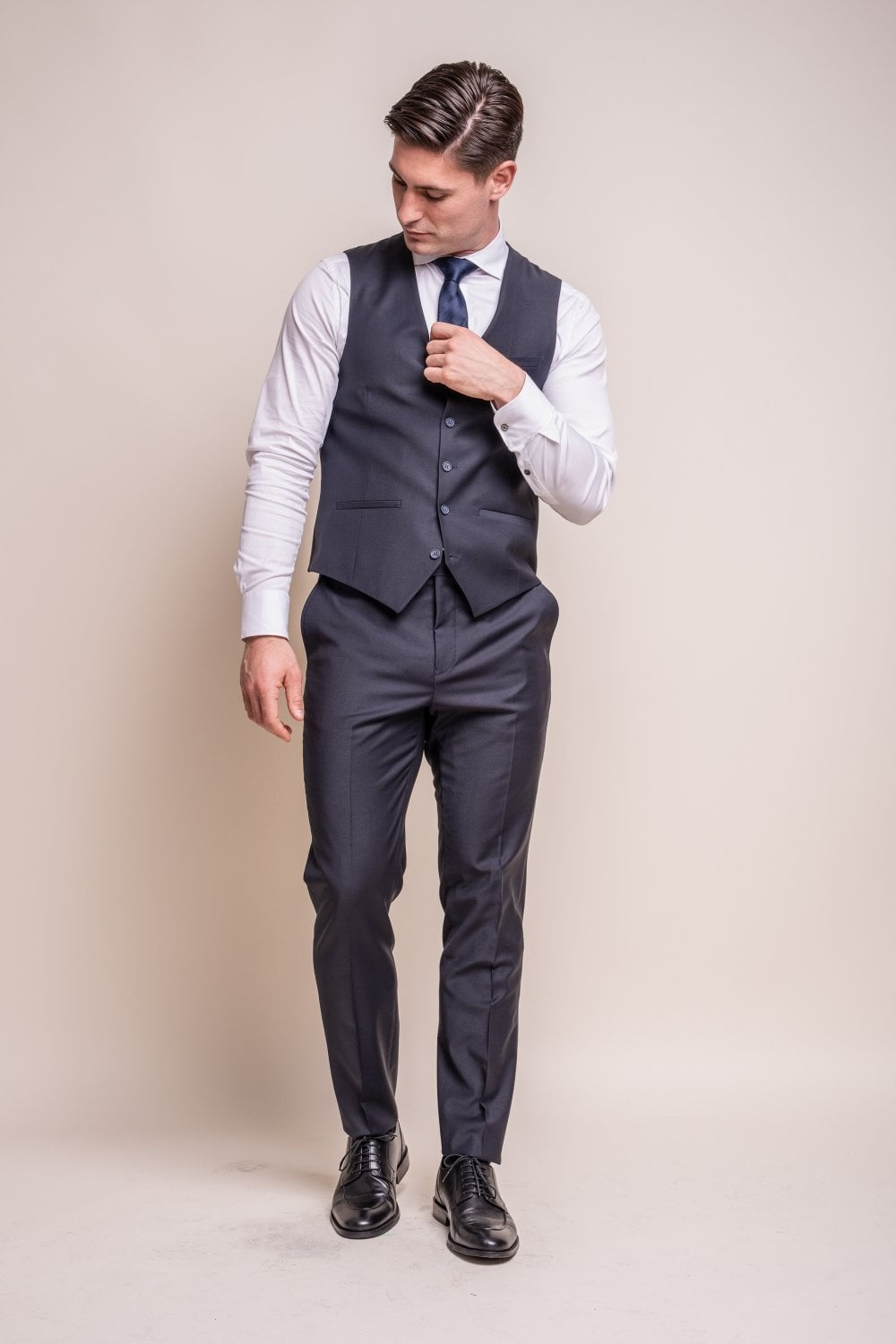 Men's Wool Blend Slim Fit Waistcoat- BOND - Midnight Blue