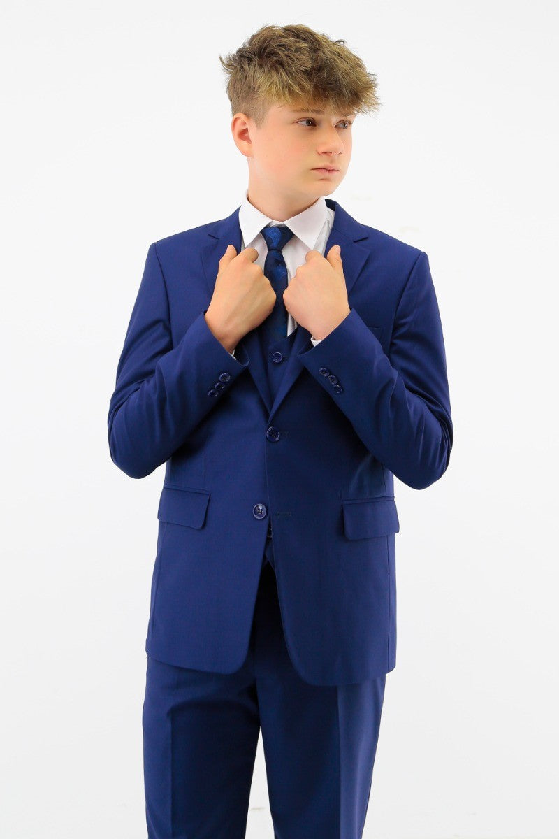 Boys Tailored Fit Formal Suit - Parliament Blue