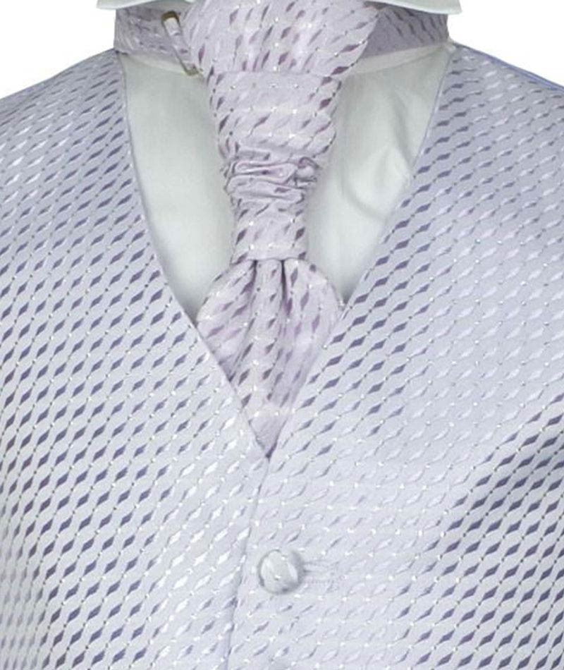 Boys Patterned Waistcoat Cravat Hanky Set - Lilac