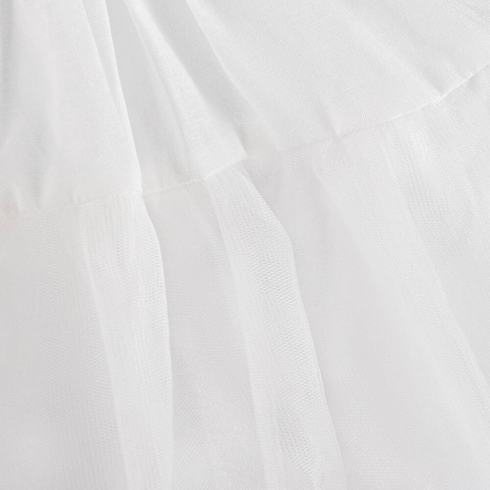 Baby Girl Ballerina Petticoat White Cotton Dress - Ivory