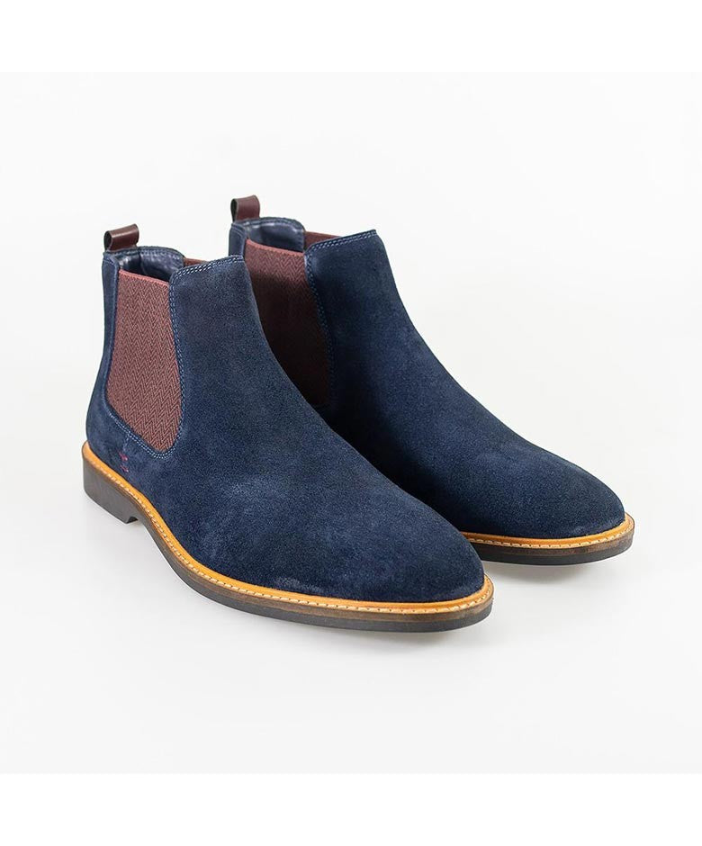 Men's Slip On Chelsea Boots - ARIZONA - Navy Blue