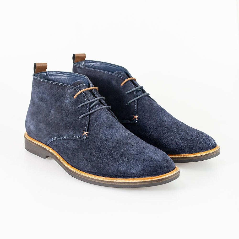 Men's Suede Chukka Boots - SAHARA - Navy Blue