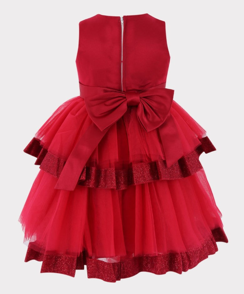 Flower Girls Tulle Special Occasion Puffy Dress - Red