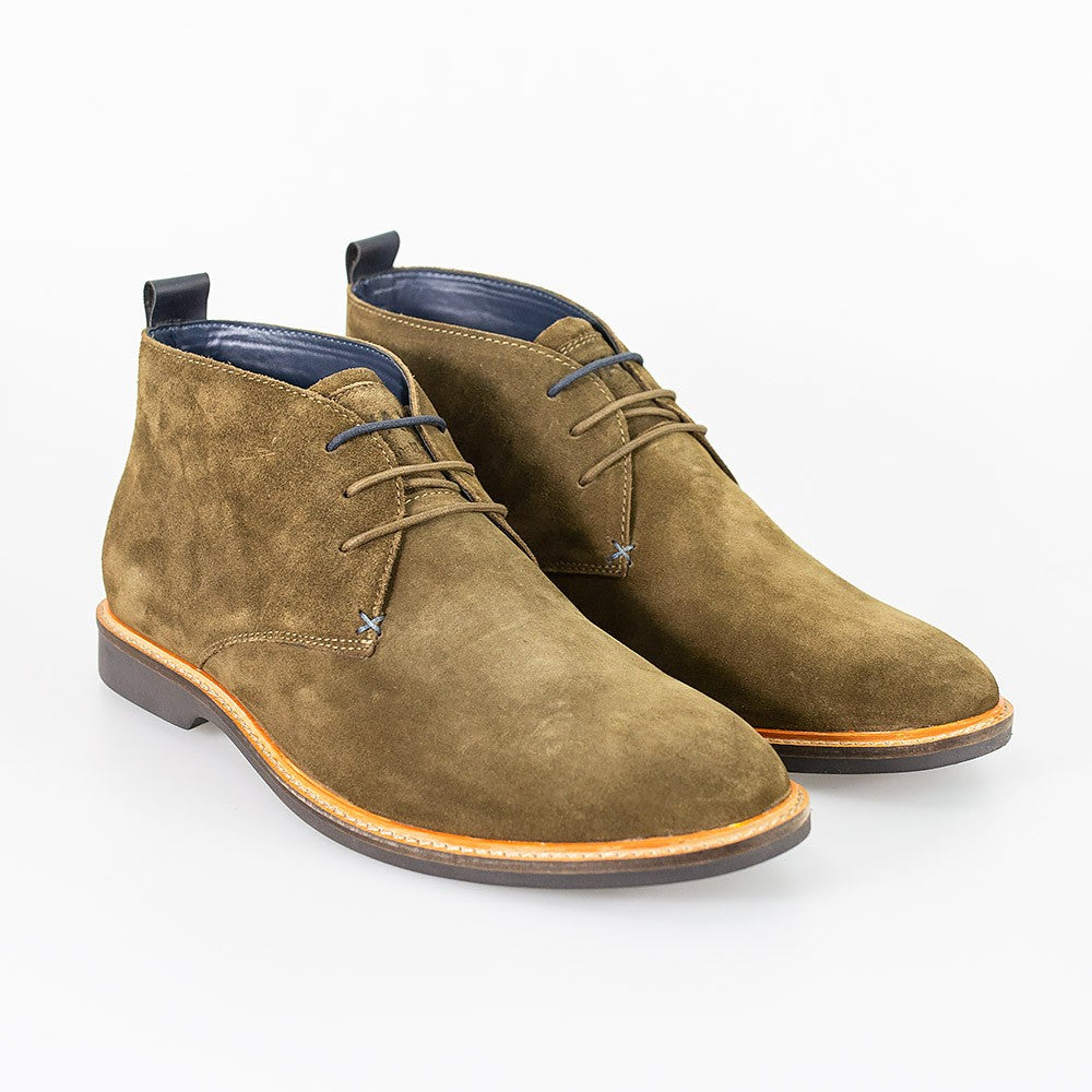 Men's Suede Chukka Boots - SAHARA - Khaki Green