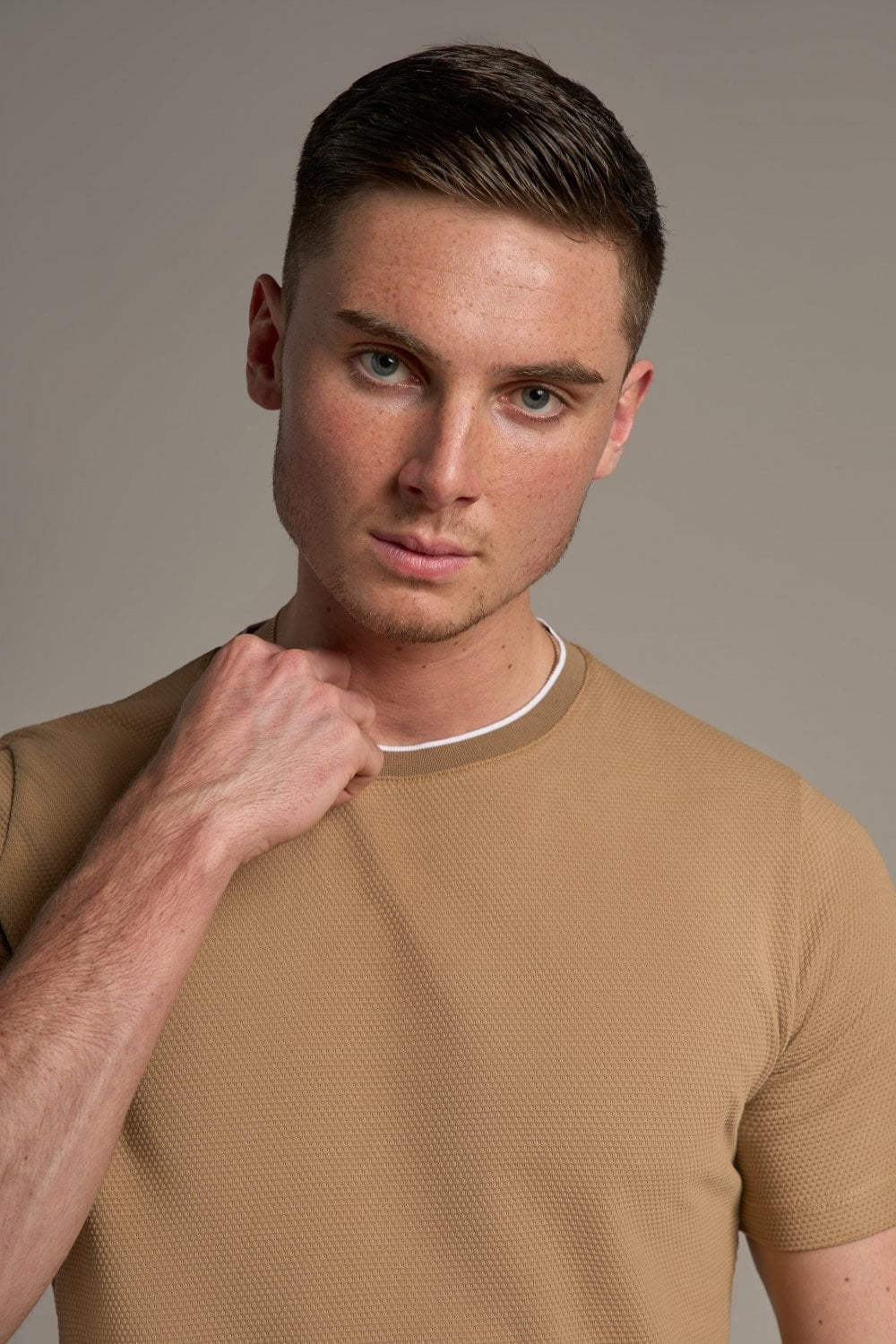 Men's Cotton Slim Fit T-shirt - BYRON - Sand Brown