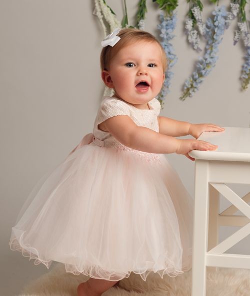 Girls & Babies Blush Pink Ruffled Edging Lace Dress – AMARA - Blush Pink