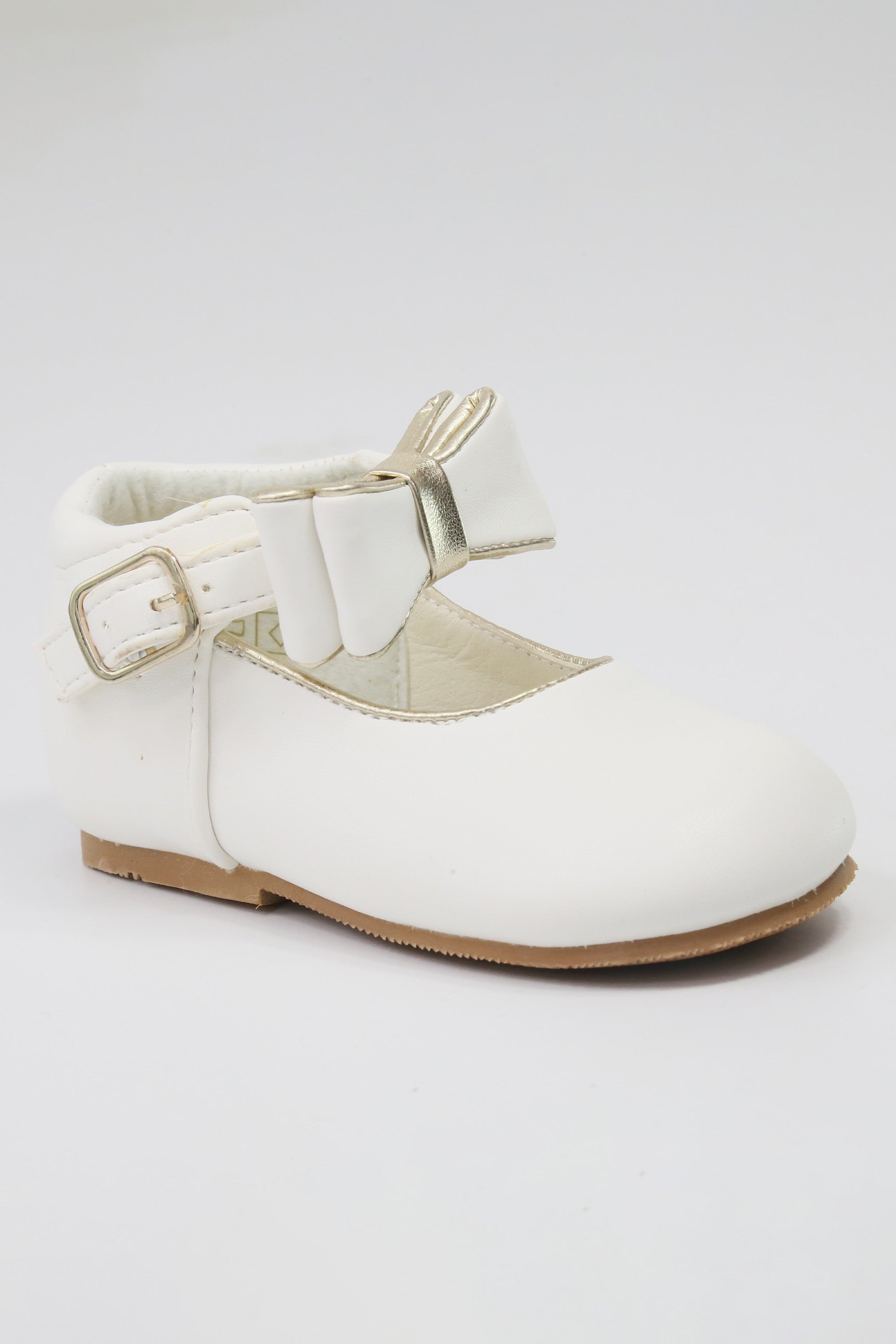 Chic Baby Girls Bow Buckle Shoes - SKY - White