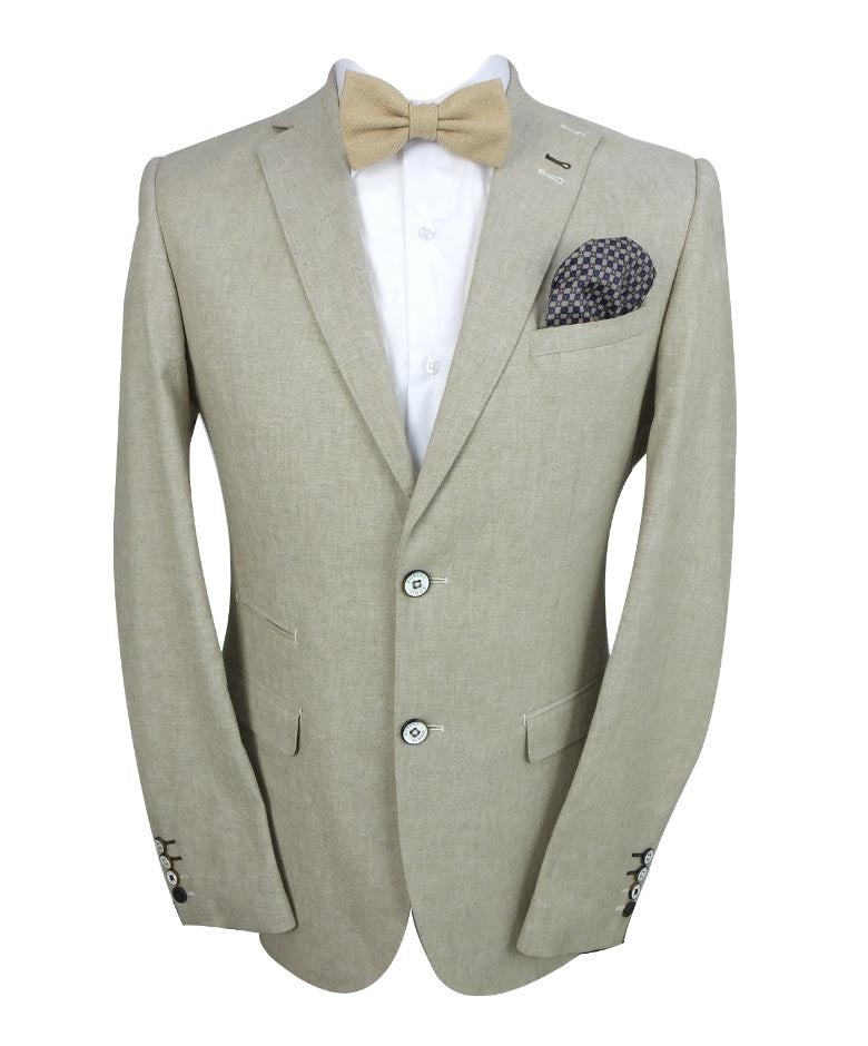 Men's Slim Fit Linen Suit - ETHAN Style - Beige