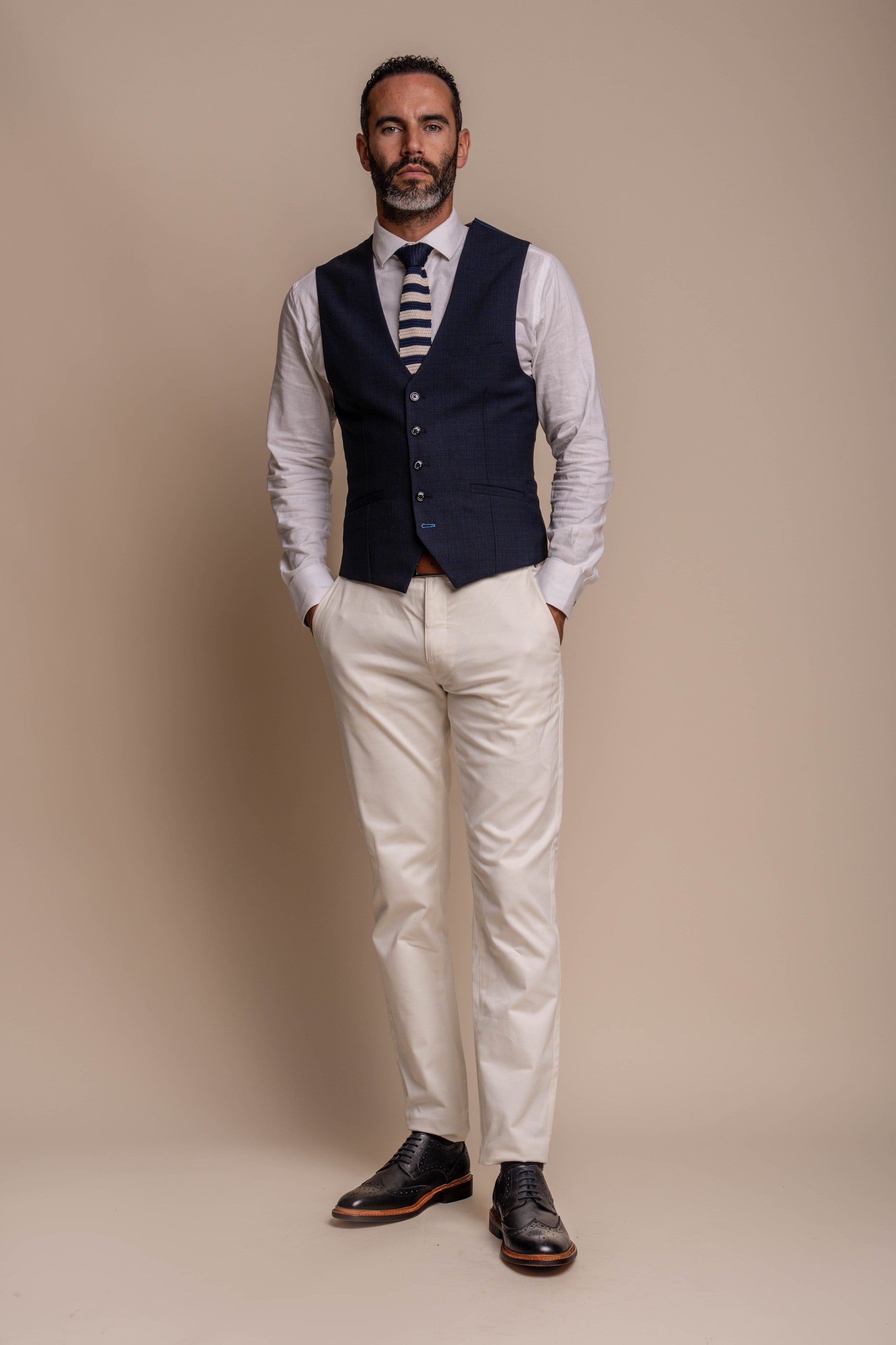 Men's Seeba Navy with Dakota Beige Chino- Combined Suit Set