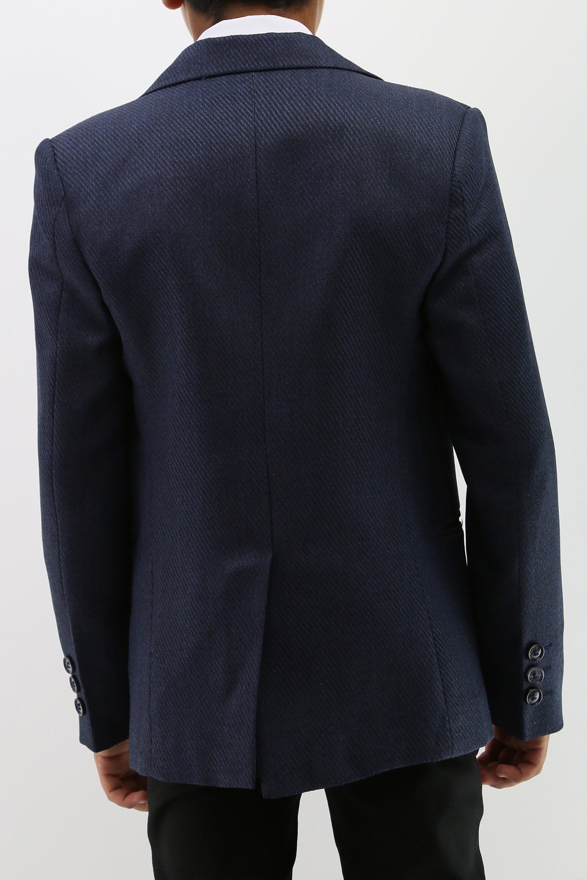 Boys Formal Textured Tweed Blazer - Navy Blue