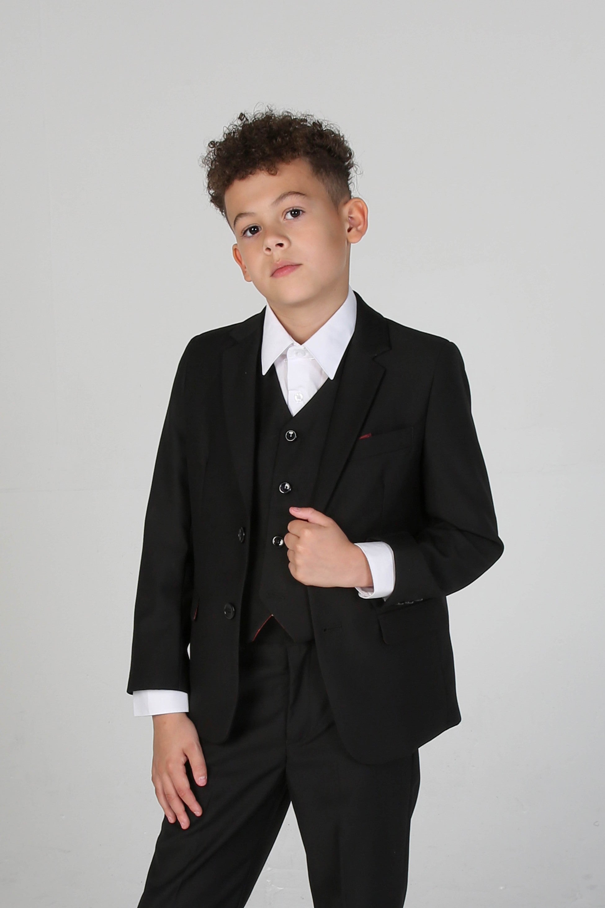 Boys Tailored Fit Black Suit - PARKER - Black