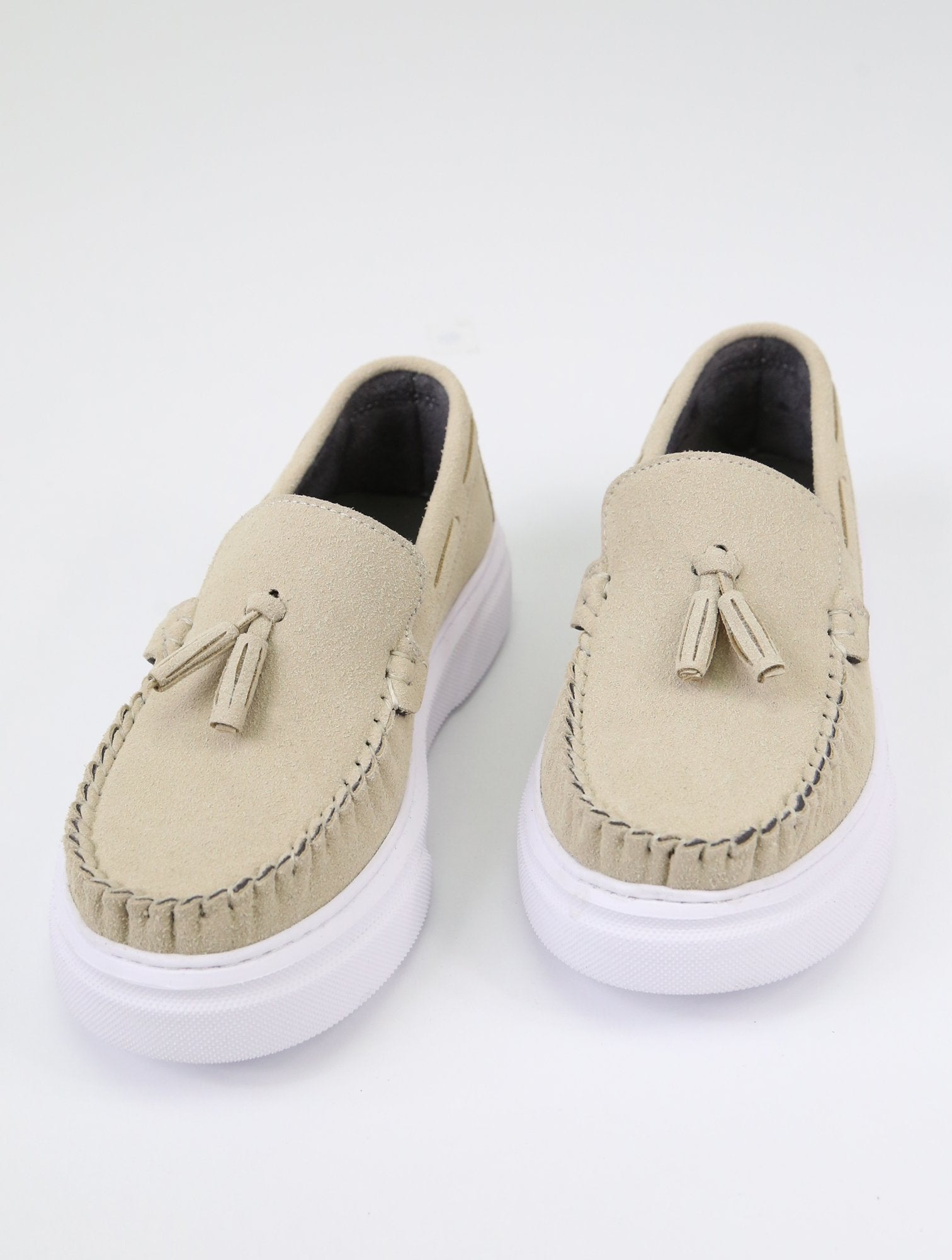 Boys Suede Slip-On Thick Sole Loafers - URBAN - Beige