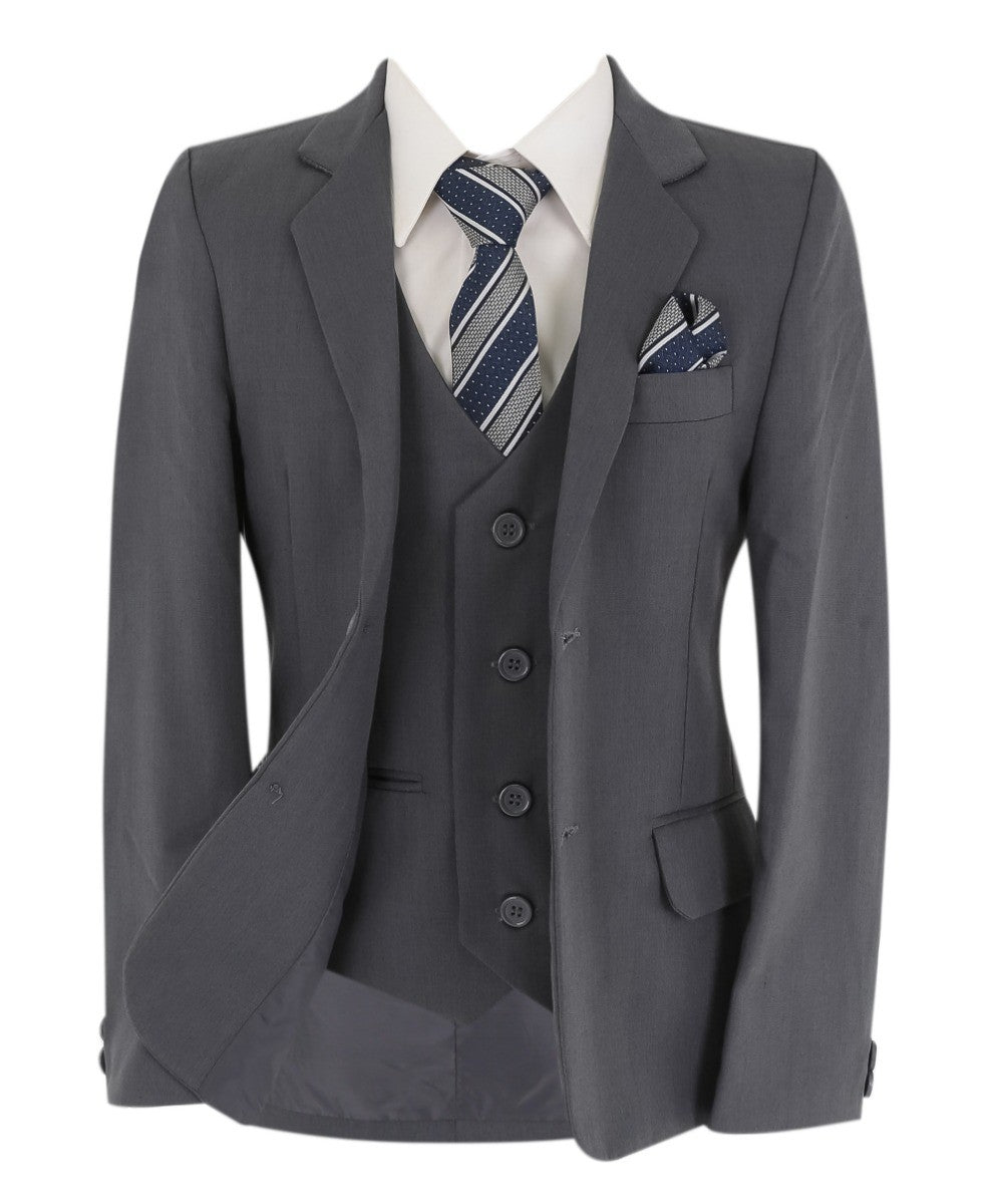 Boys 6 Piece All In One Formal Suit Set - RUN - Mid Grey