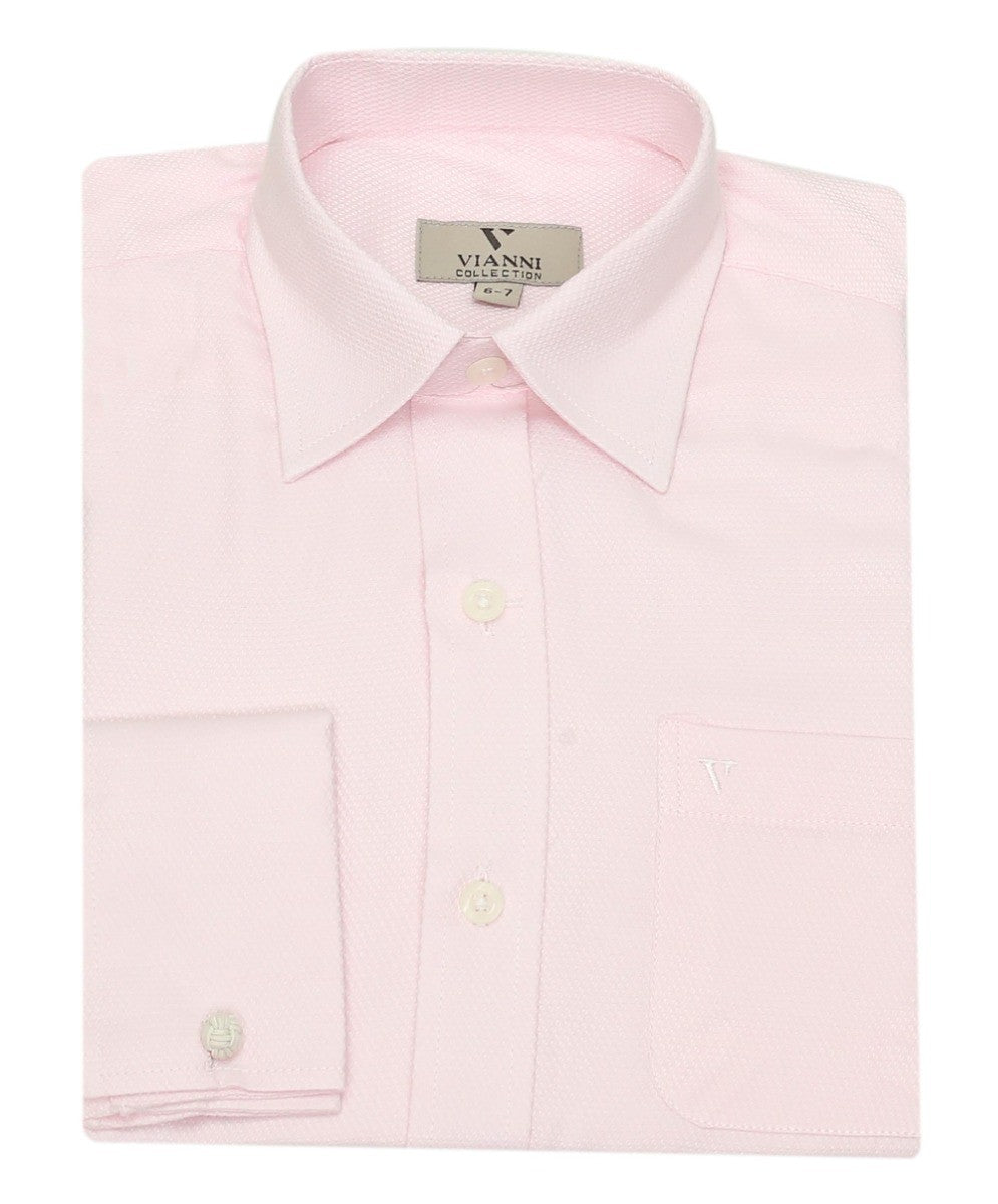 Boys Slim Fit Cotton French Cuff Dress Shirt - Pink