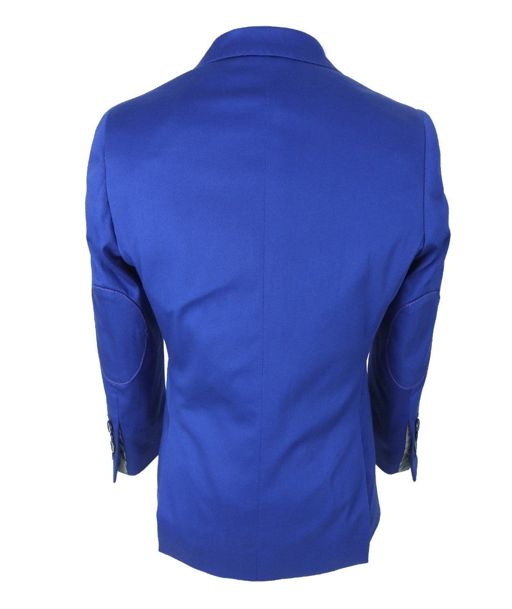 Boys Slim Fit Cotton Blazer - Royal Blue