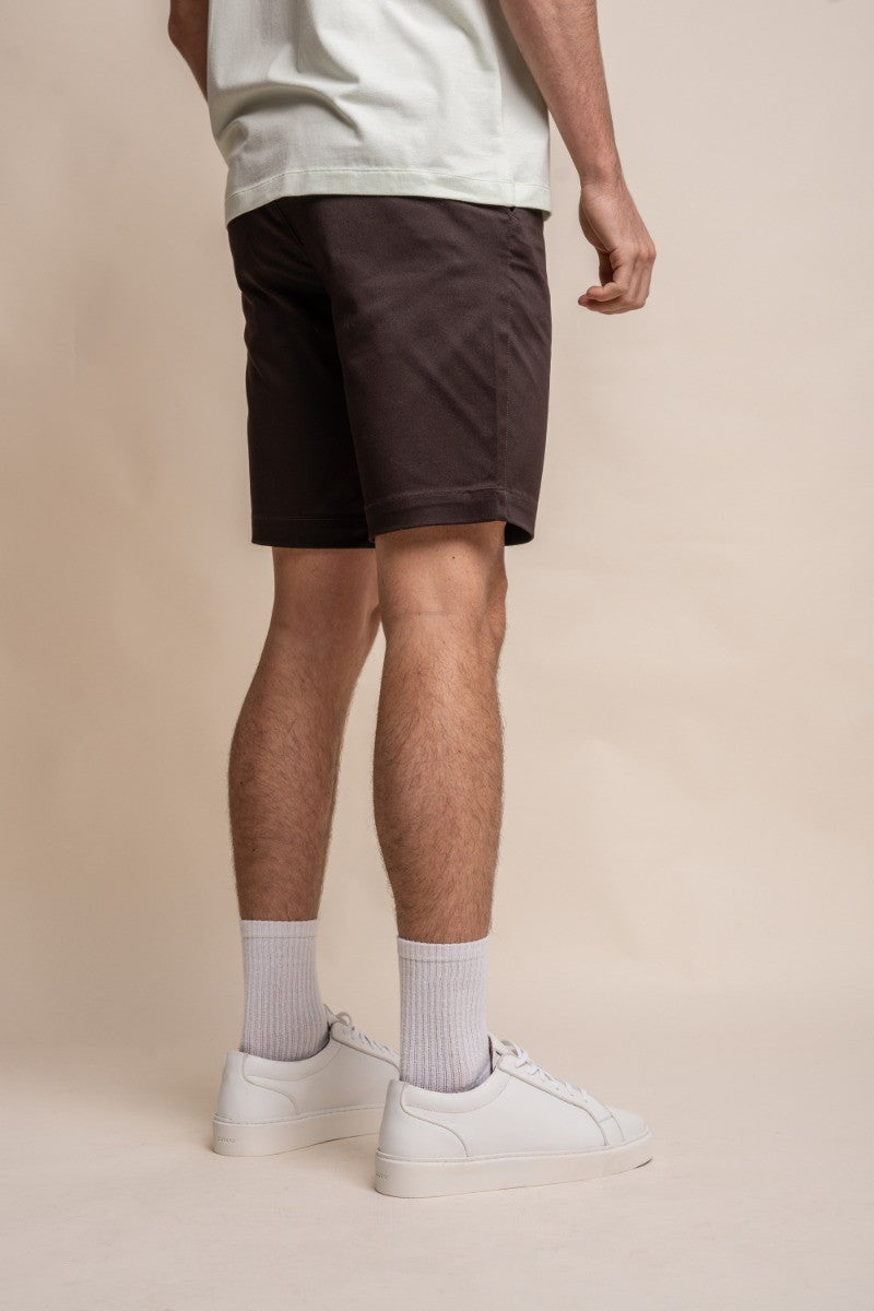 Men's Cotton Casual Slim Fit Chino Shorts - DAKOTA - Chocolate Brown