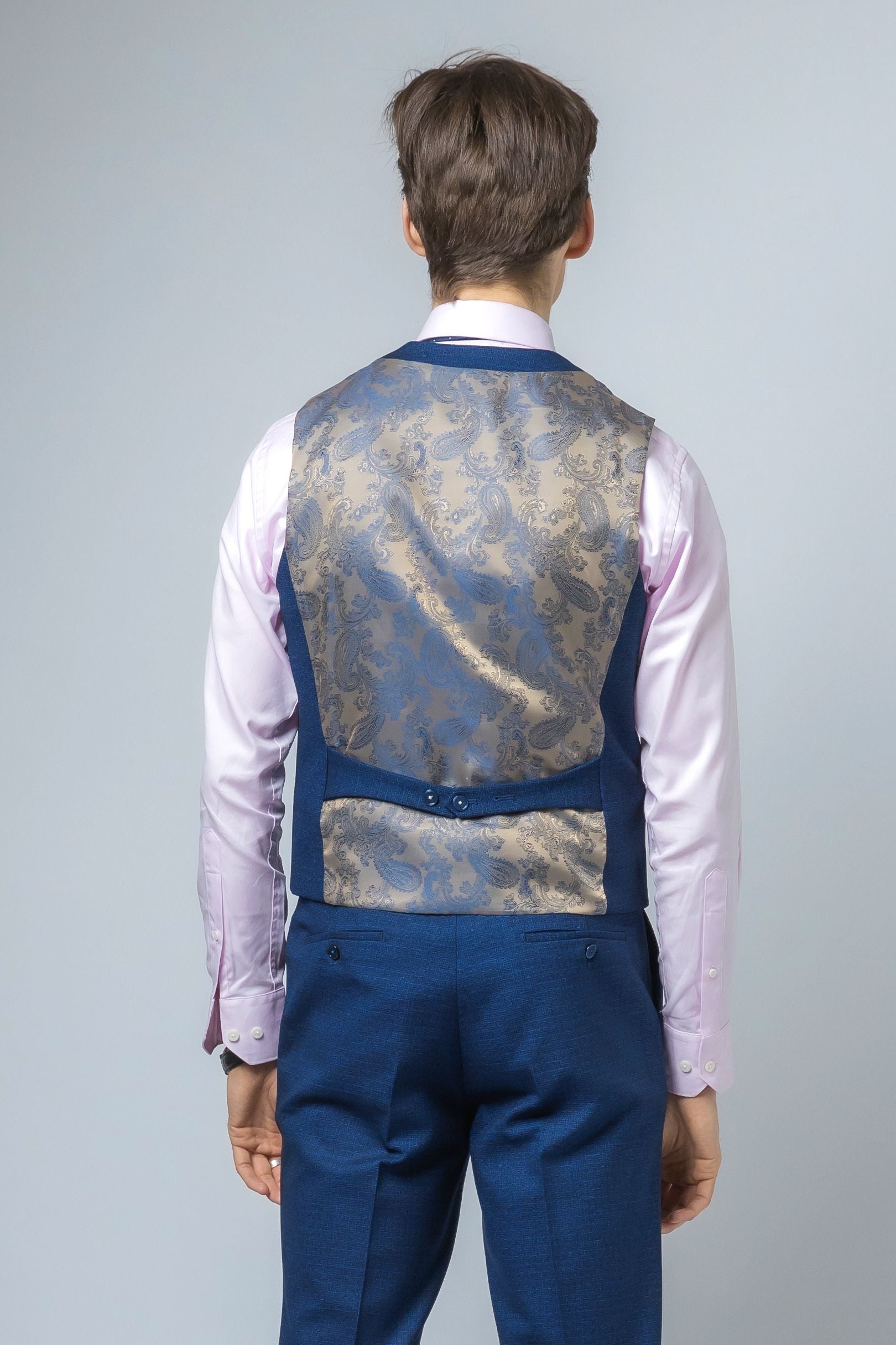 Men's Slim Fit Blue Waistcoat - MATEO - Indigo Blue