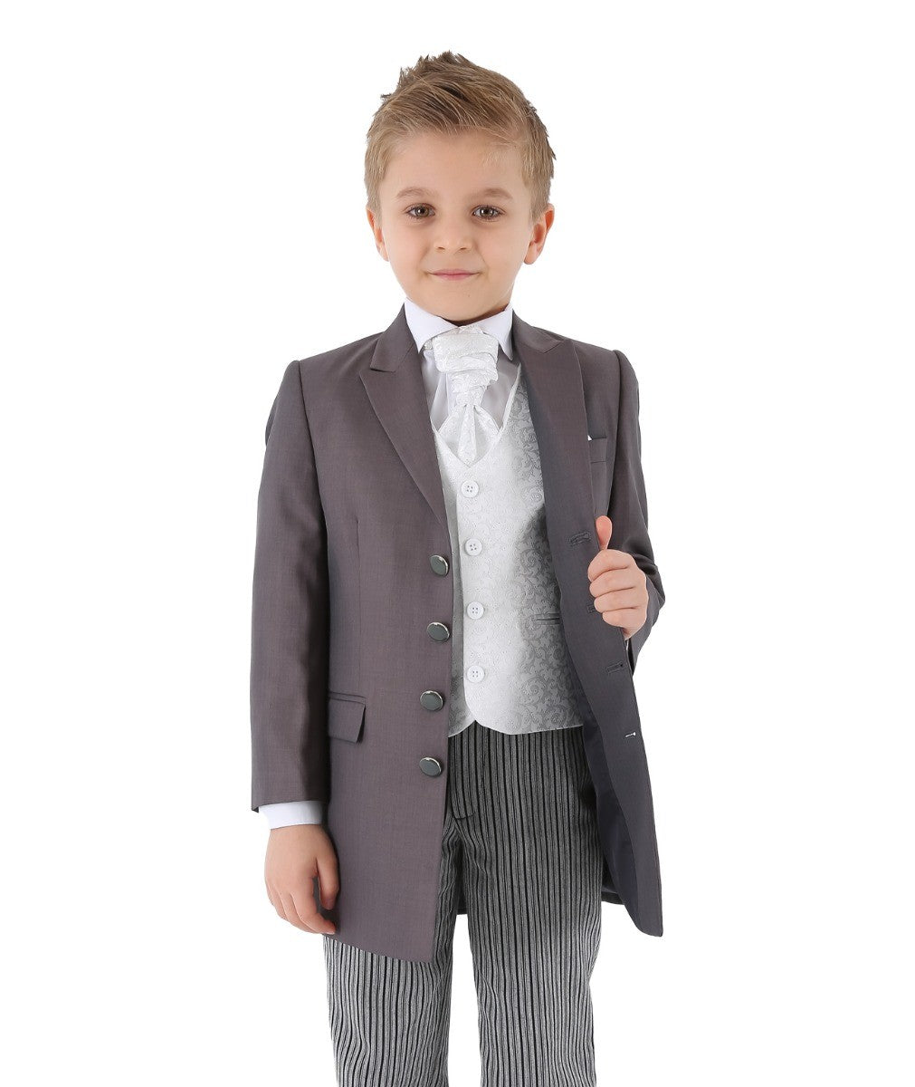 Boys Complete Tail Morning Suit - Charcoal Grey - Ivory