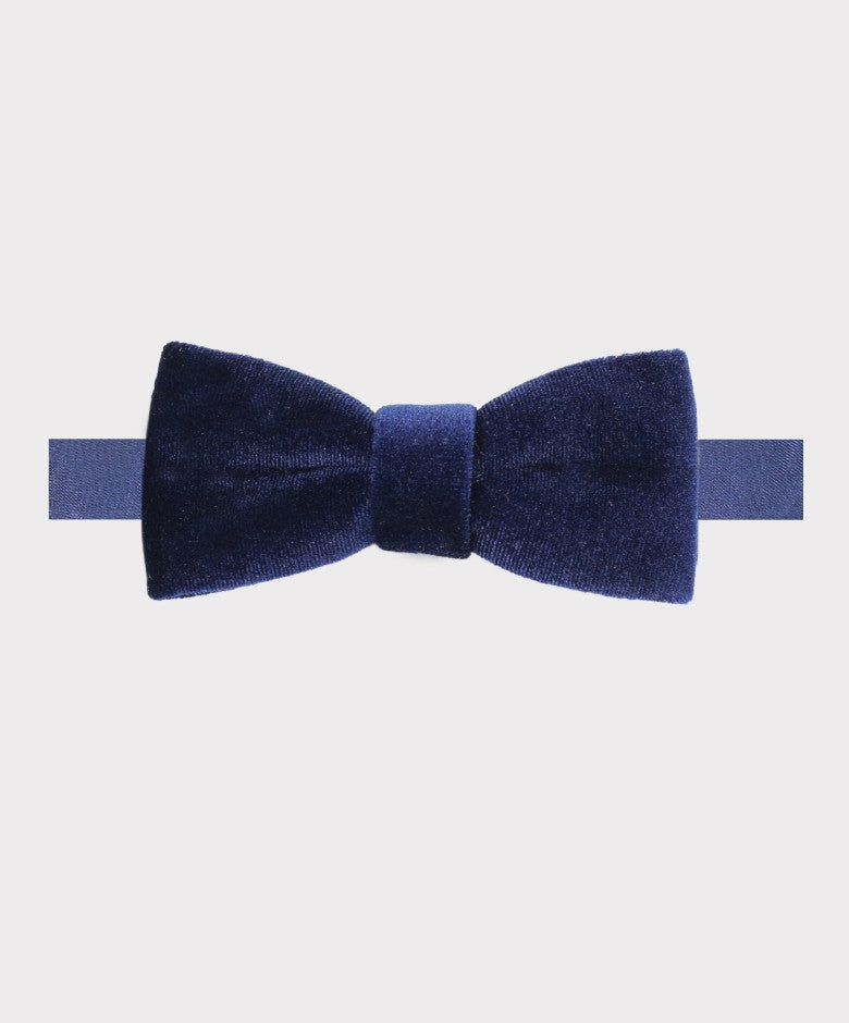 Boys & Men's Velvet Bow Tie and Hankie Set - Navy Blue