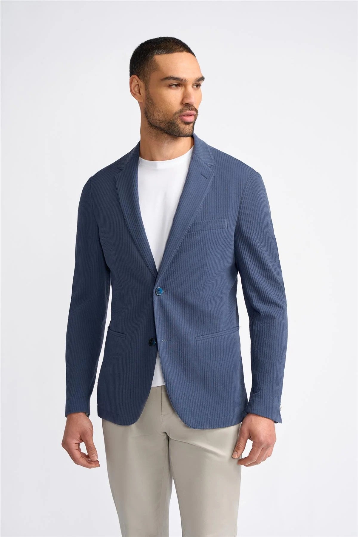 Men’s Cotton Navy Corduroy Blazer - MALMO - Navy Blue