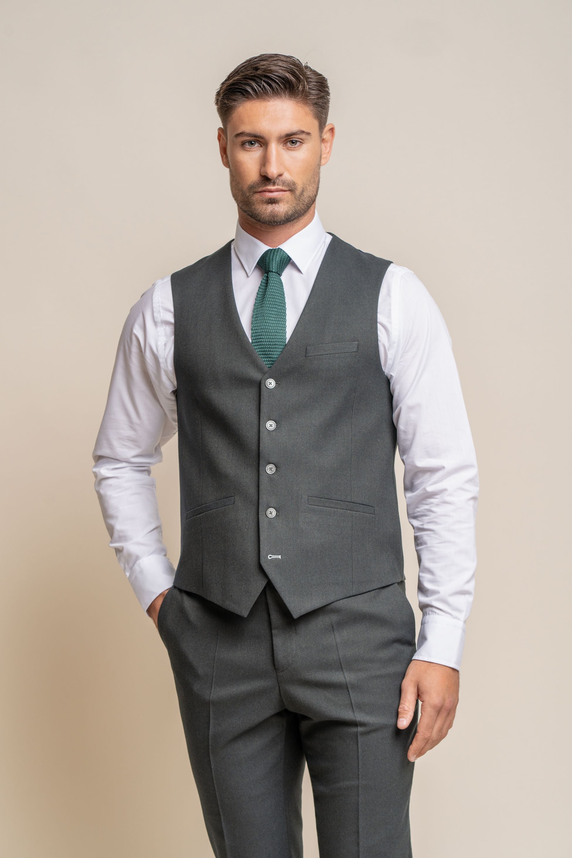 Men's Slim Fit Formal Suit - FURIOUS Olive - Olive Green