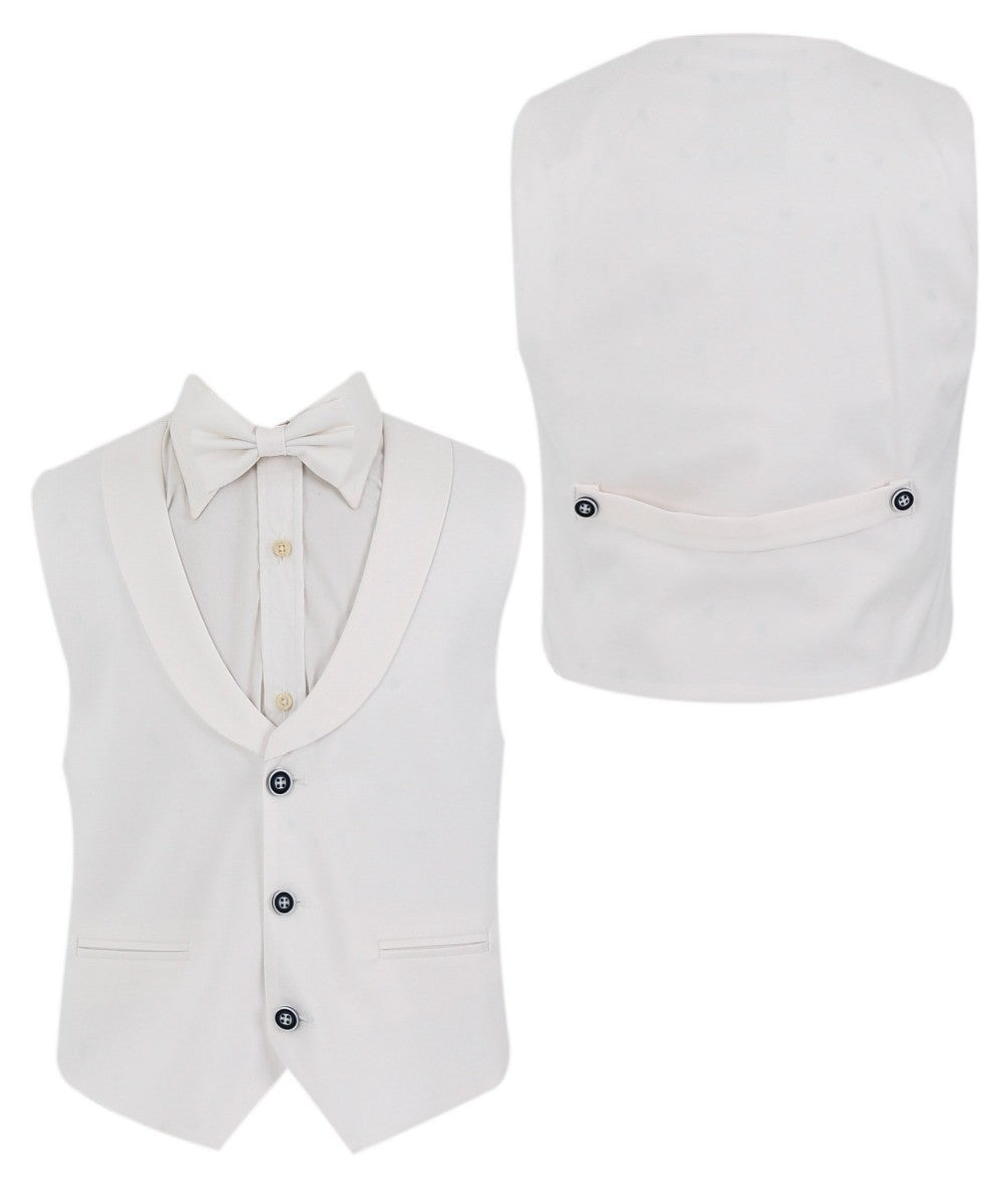 Boys Linen Waistcoat Suit Set - WHITBY - White