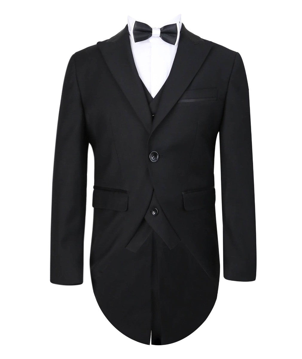 Boys Black Morning Tailcoat Suit Set - Black