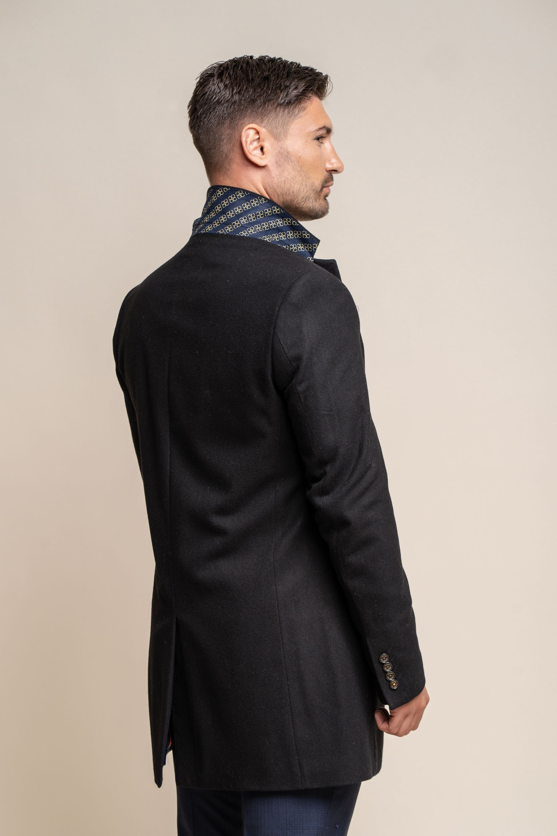 Men's Wool Midi Coat - ROMAN - Black