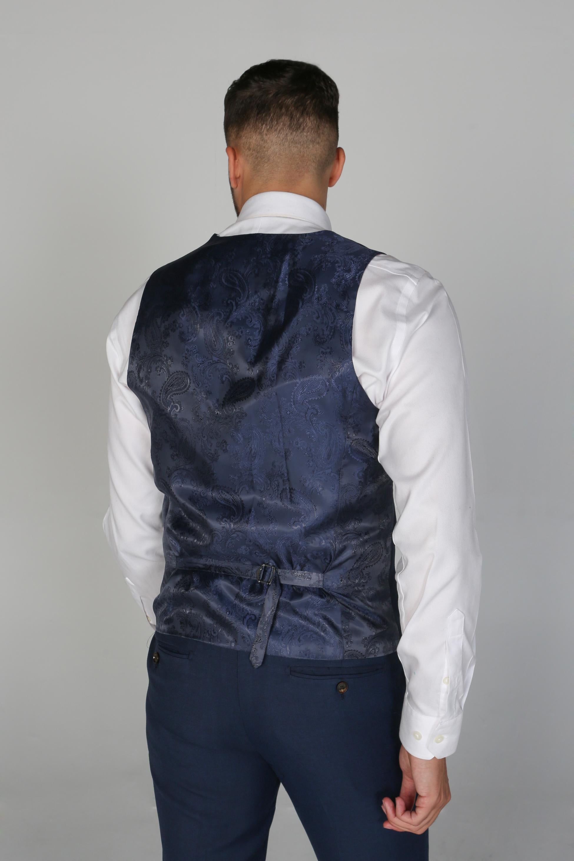 Men's Tailored Fit Formal Waistcoat  - CHARLES - Navy Blue