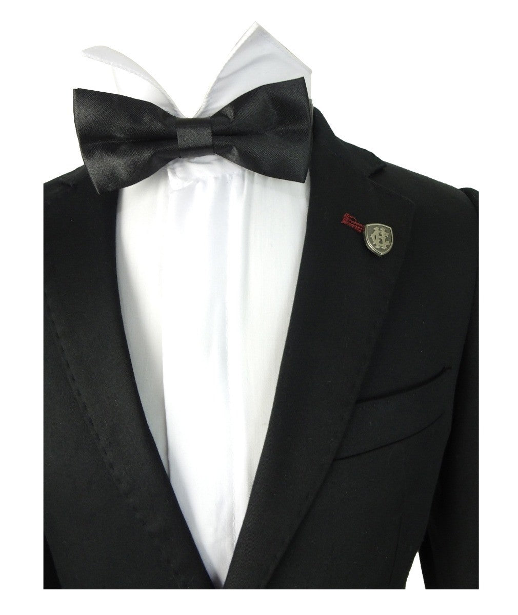 Boys Slim Fit Cotton Blazer - Black