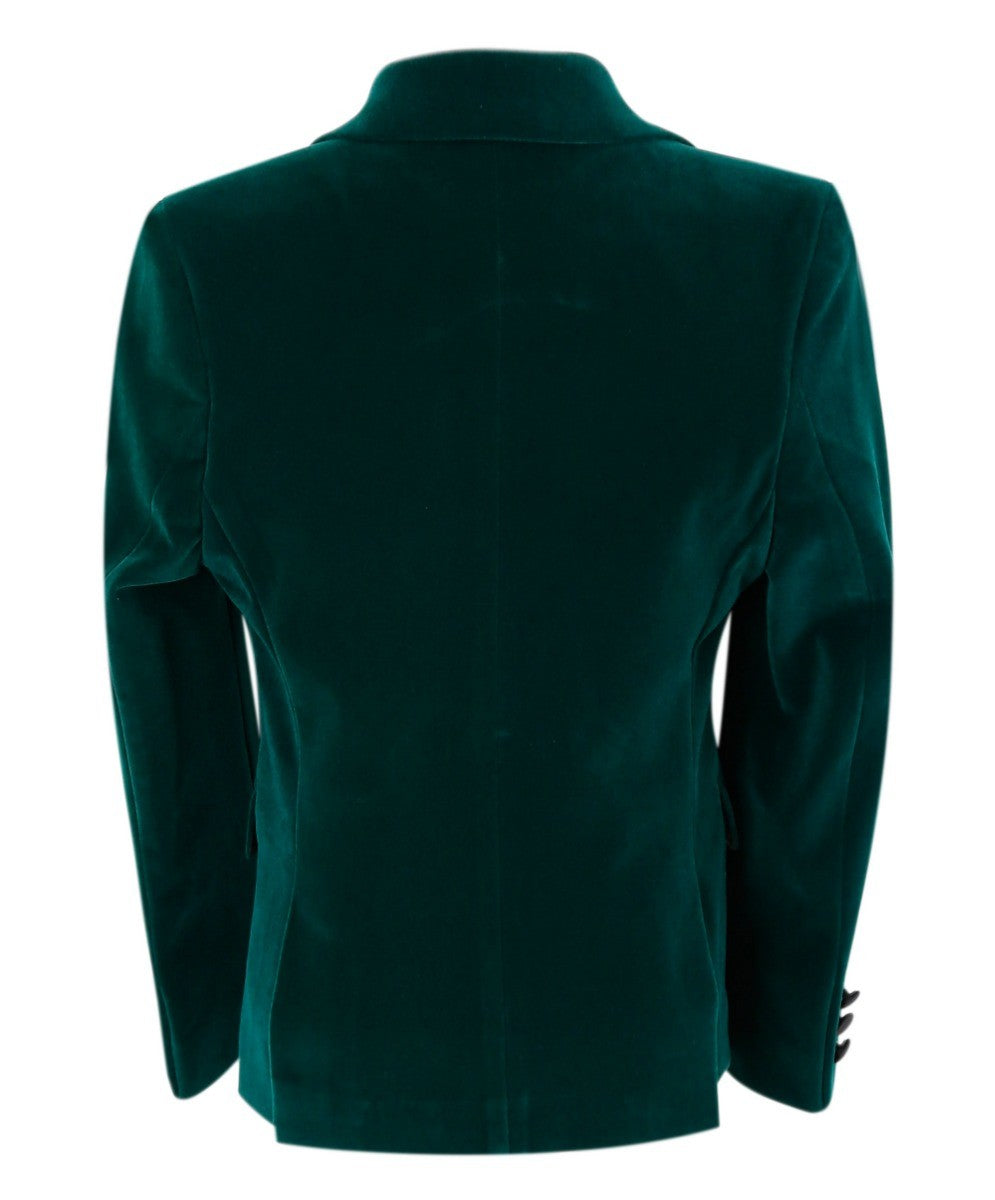 Boys Velvet Slim Fit Formal Blazer - Hackney - Dark Green