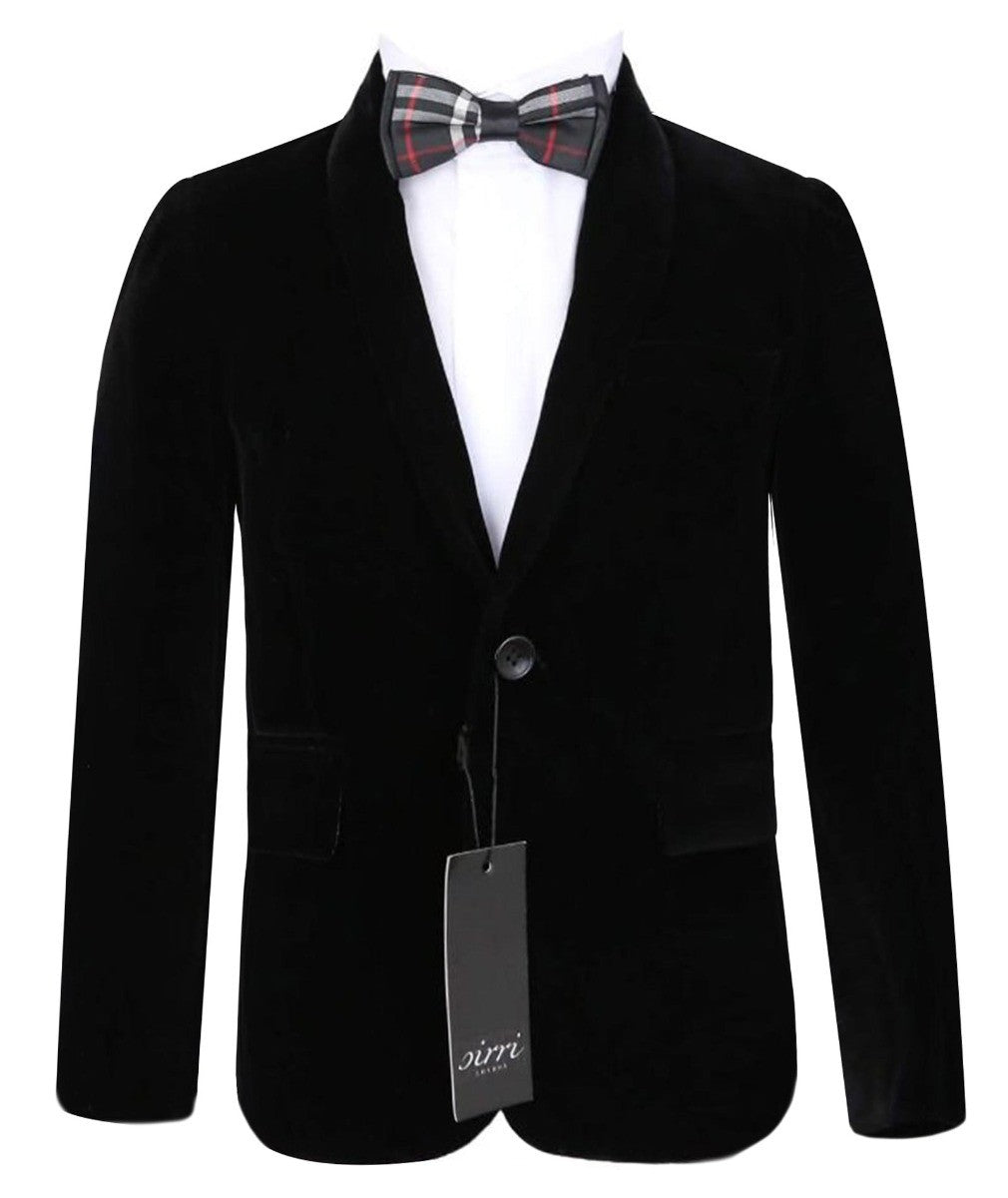 Boys Formal Velvet Blazer Jacket - Black